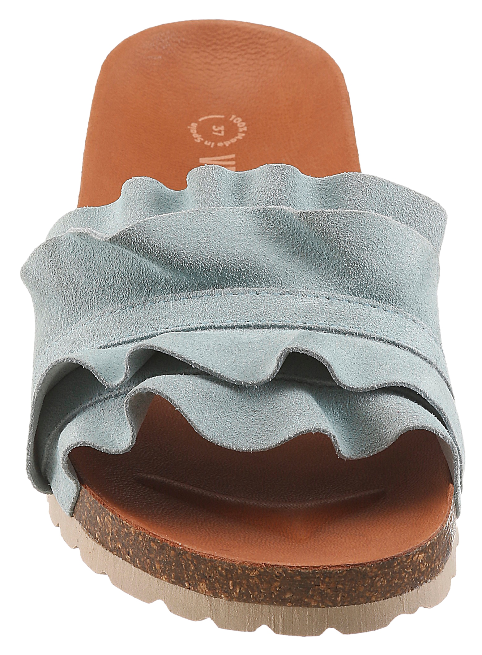 VERBENAS Pantolette »Rocio Roda«  Sommerschuh, Flat mit geschwungenen Laschenstoff