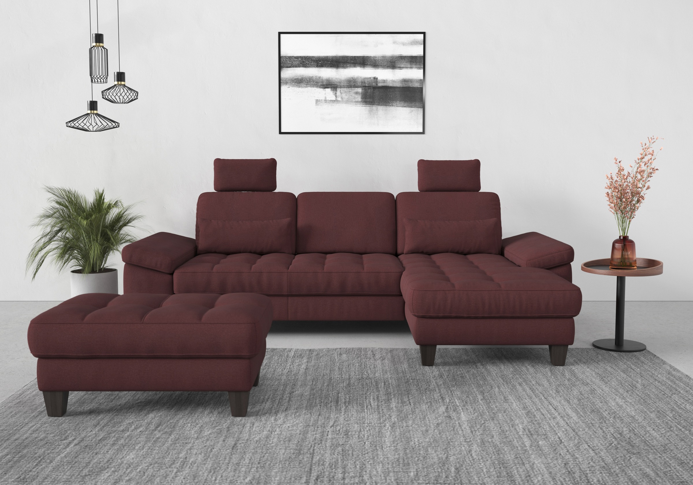 Thumbnail - sit&more Ecksofa "Westham L-Form" Recamiere, mit oder ohne Bettfunktion, Bettkasten, Füße wengefarben