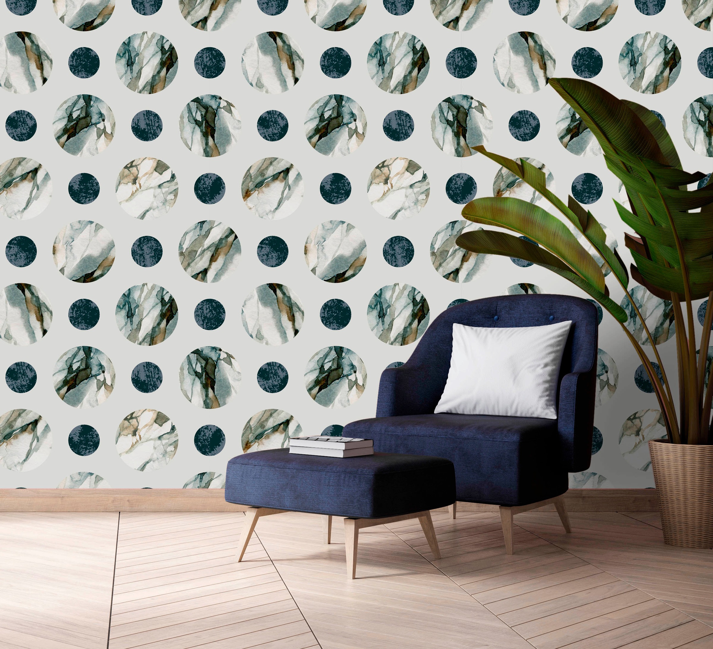 queence Vinyltapete »Miranda«, bedruckt-Motiv-gemustert-3D-Optik-gepunktet, 90x250cm, selbstklebend, kinderleichte Anbringung, Sticker