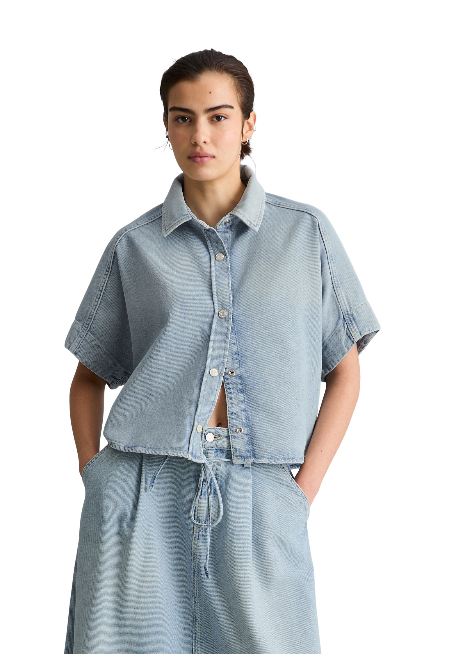 Marc OPolo DENIM Kurzarmbluse "aus reiner Baumwolle" günstig online kaufen