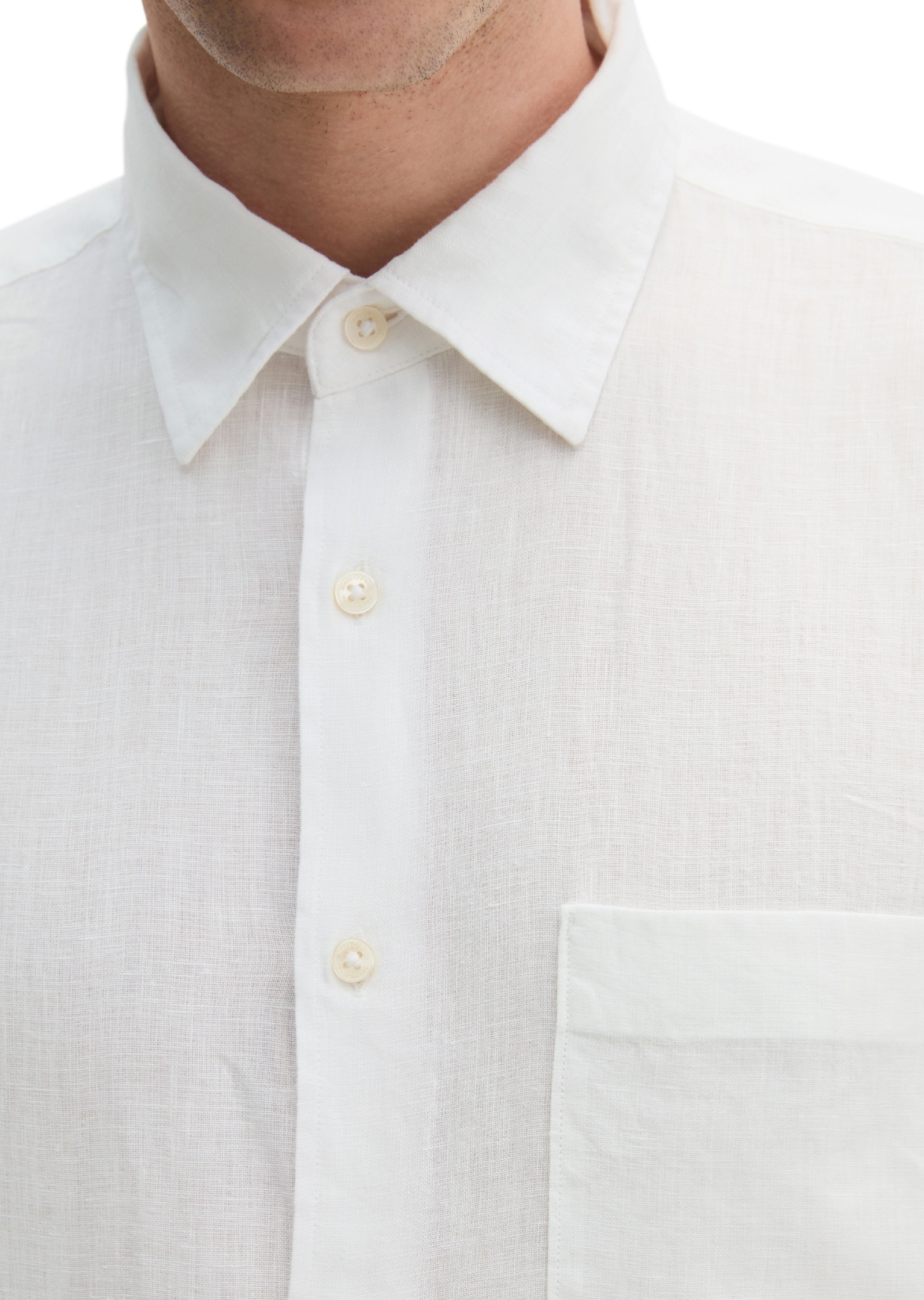 Leinenhemd MARC O'POLO, Herren, Gr. XL, N-Gr, weiß, Web, Obermaterial: 100% Leinen, Manschette, Hemden, im klassisch cleanen Look 7
