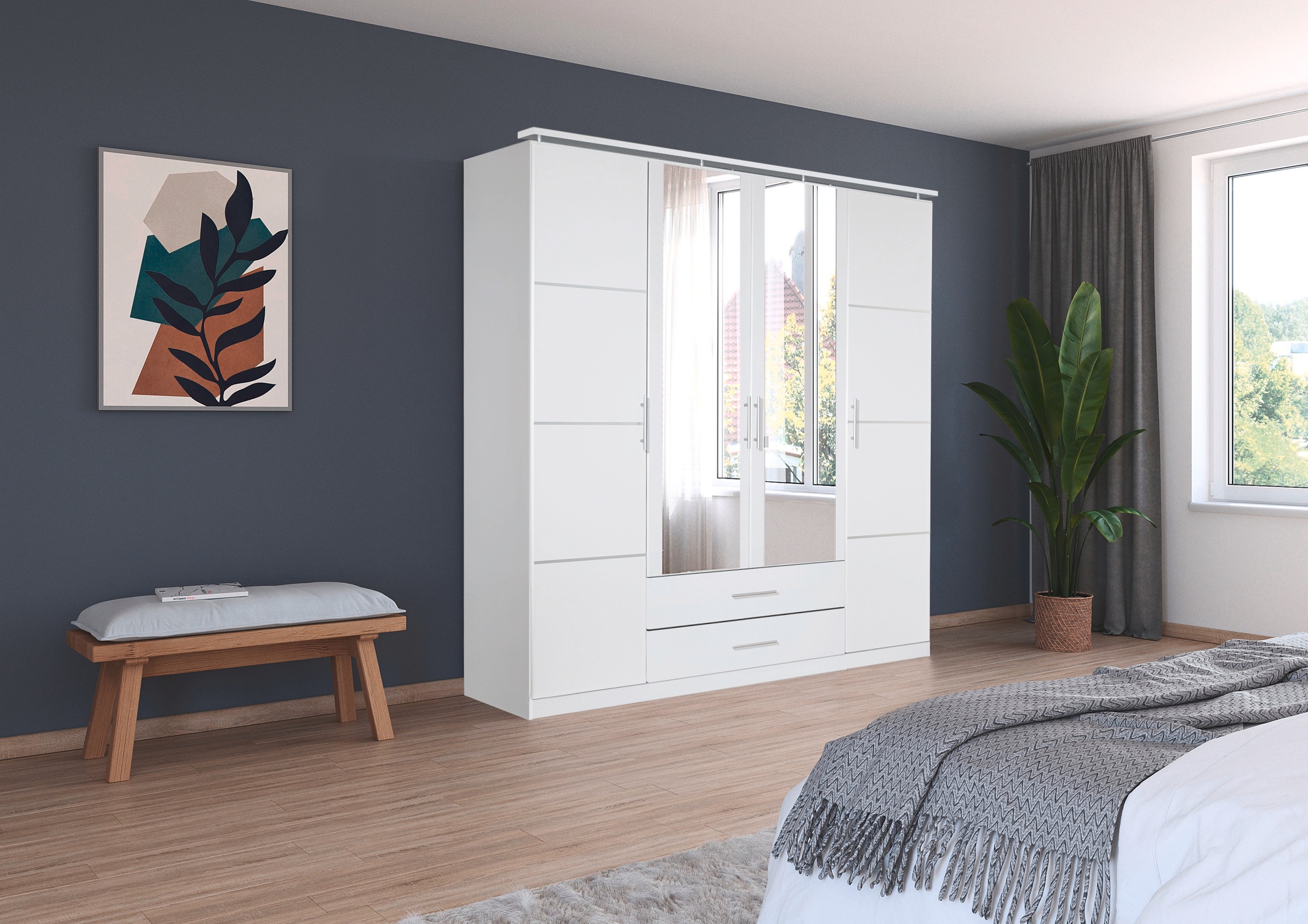 rauch Drehtürenschrank »Micro«, mit eleganten Aufleistungen und praktischen Außenschubkästen