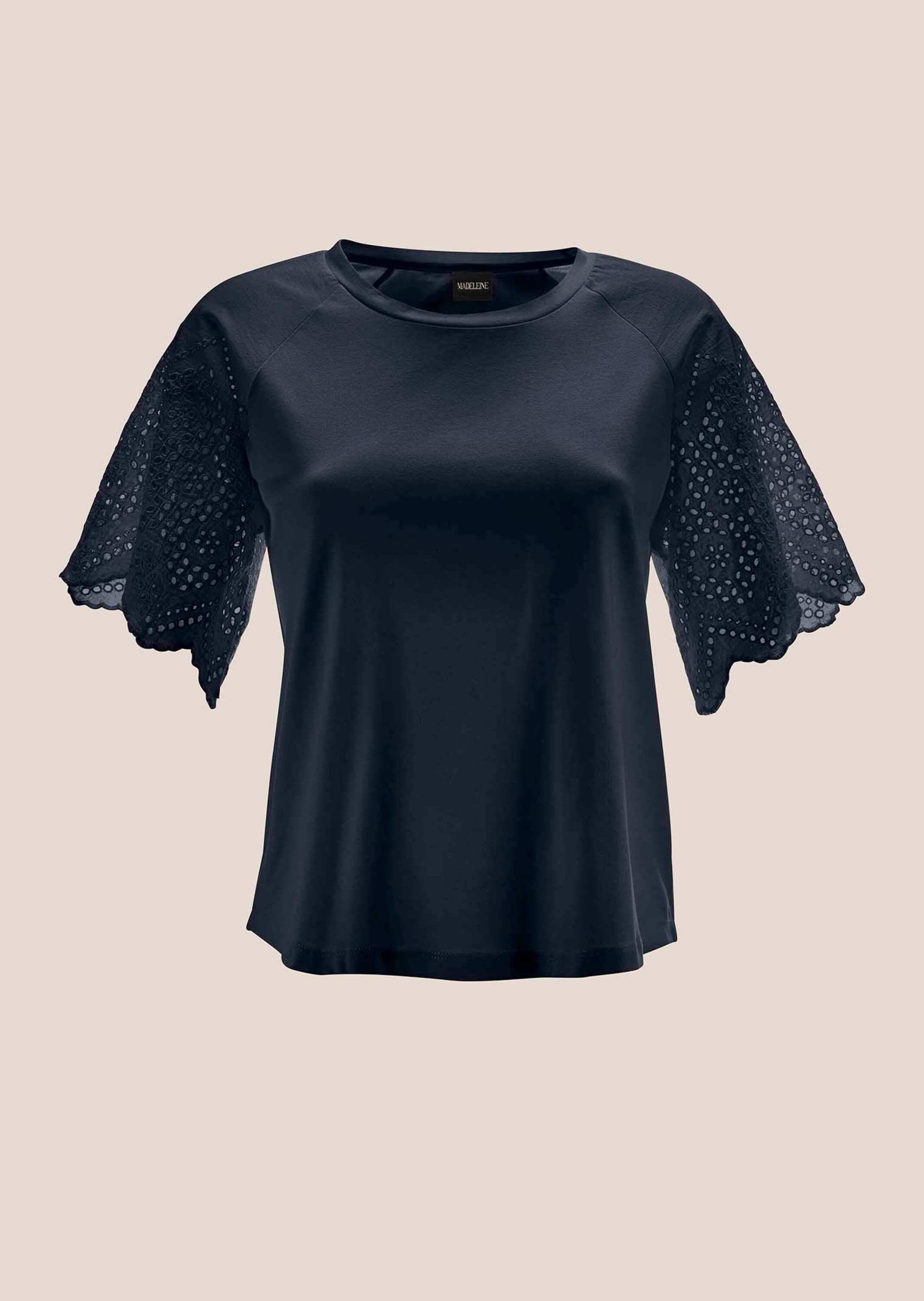 MADELEINE Shirtbluse "Blusenshirt Kurzes Sommerbluse mit Lochstickerei"
