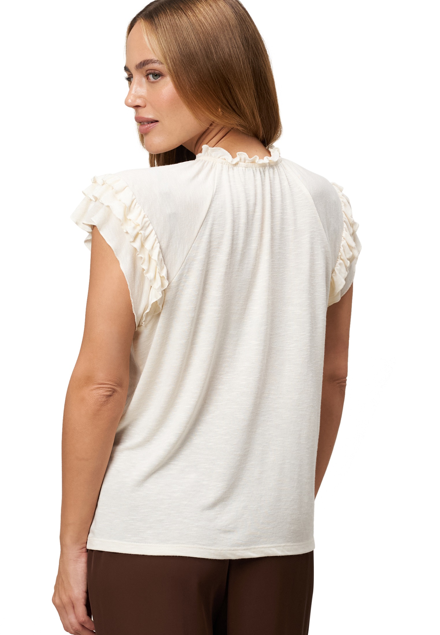 Zero Kurzarmshirt »zero Damen Shirt mit angeschnittenen Ärmeln«, (1 tlg.), Bindedetail