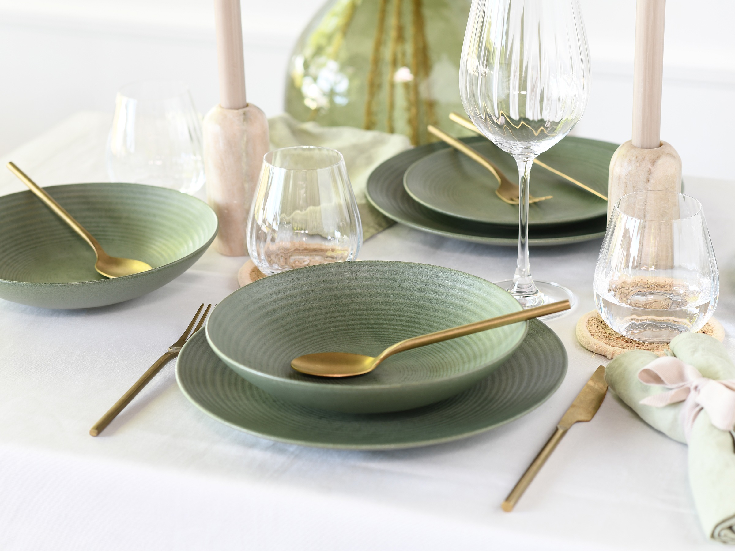 CreaTable Teller-Set »Catania, Tellerset 12-tlg.«, (Set, 12 tlg.), Vintage Farben, Ausdrucksstarkes Relief, Handwerklicher Charakter