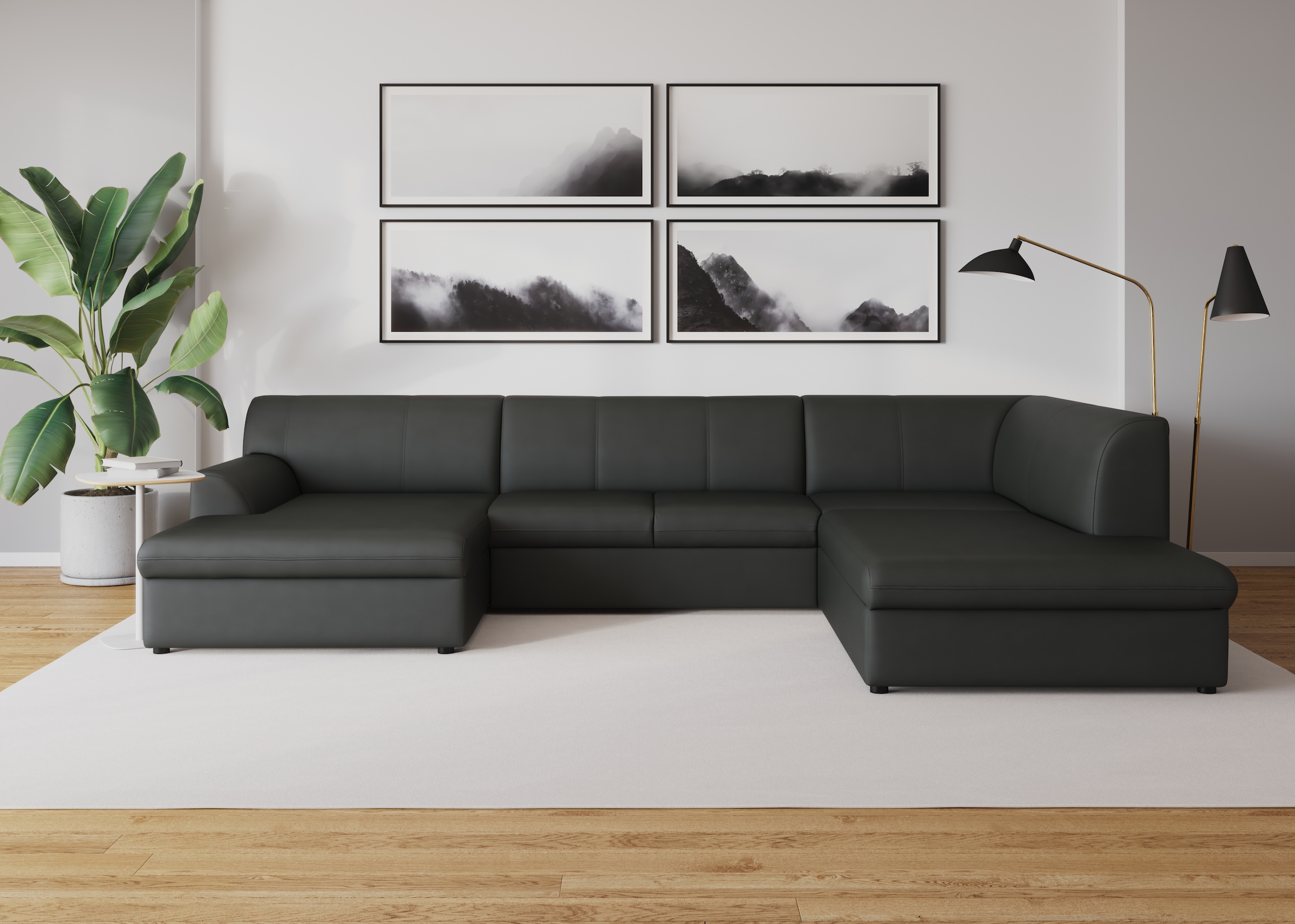 DOMO collection Wohnlandschaft "Topper, elegant und zeitlos, komfortabel, U-Form" wahlweise mit Bettfunktion
