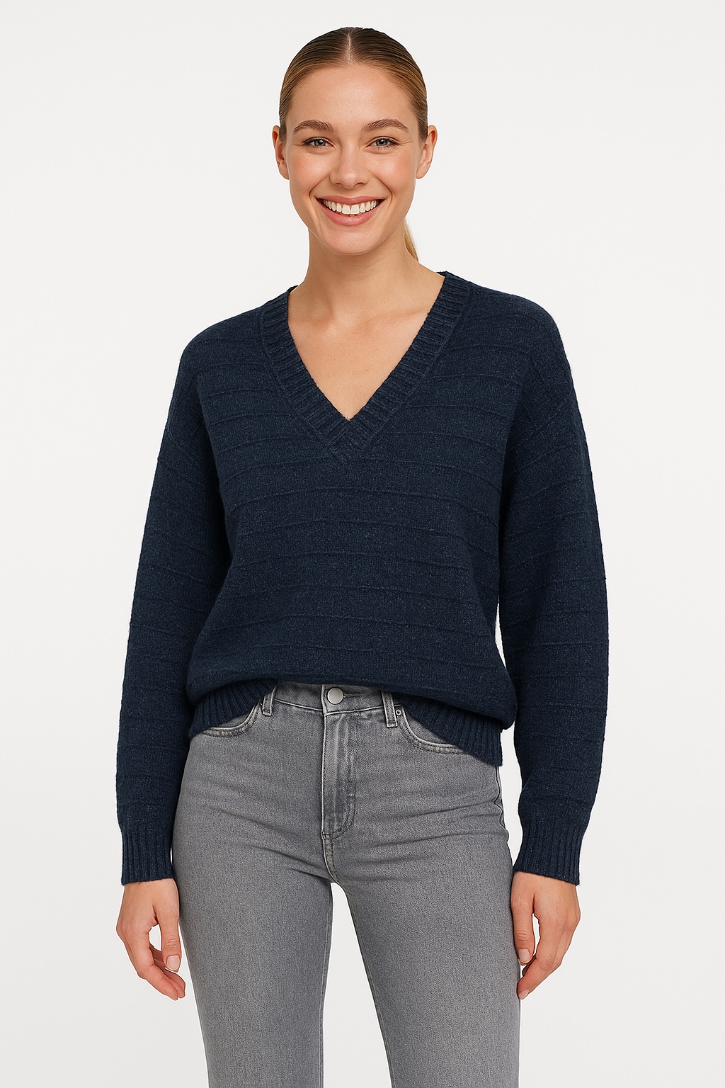 Vero Moda Strickpullover "VMBOOM STRUCTURE LS V-NECK PULLOVER BOO" günstig online kaufen