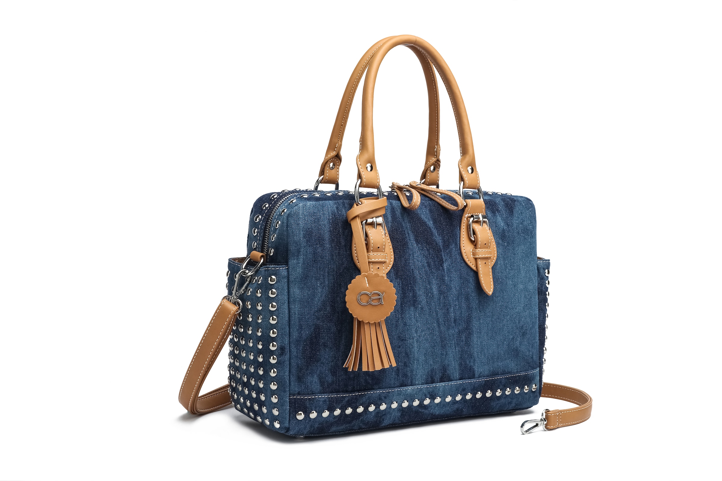 Schultertasche »Denim«, aus griffigem Jeansstoff mit Nieten