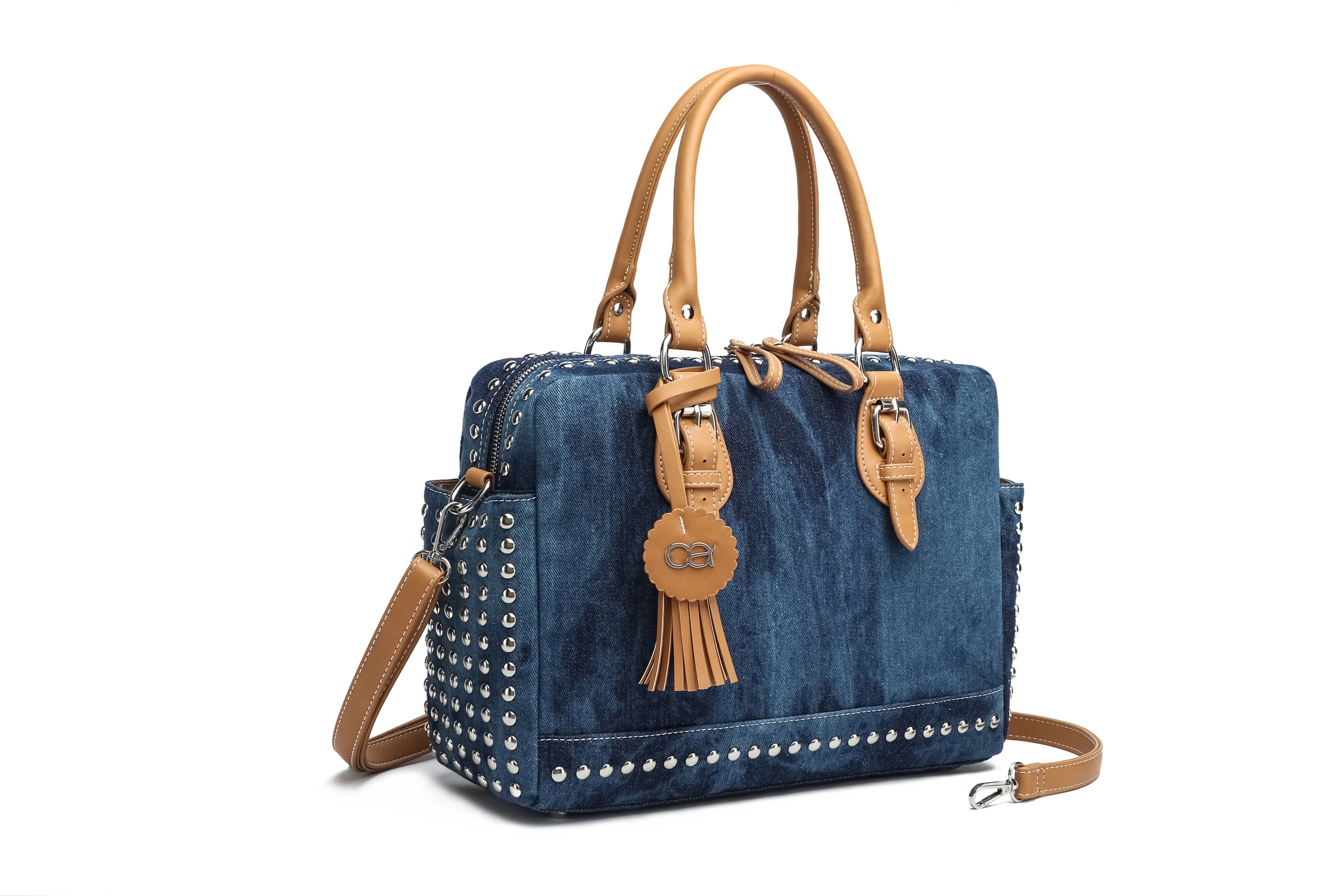 COLLEZIONE ALESSANDRO Schultertasche "Denim", aus griffigem Jeansstoff mit Nieten