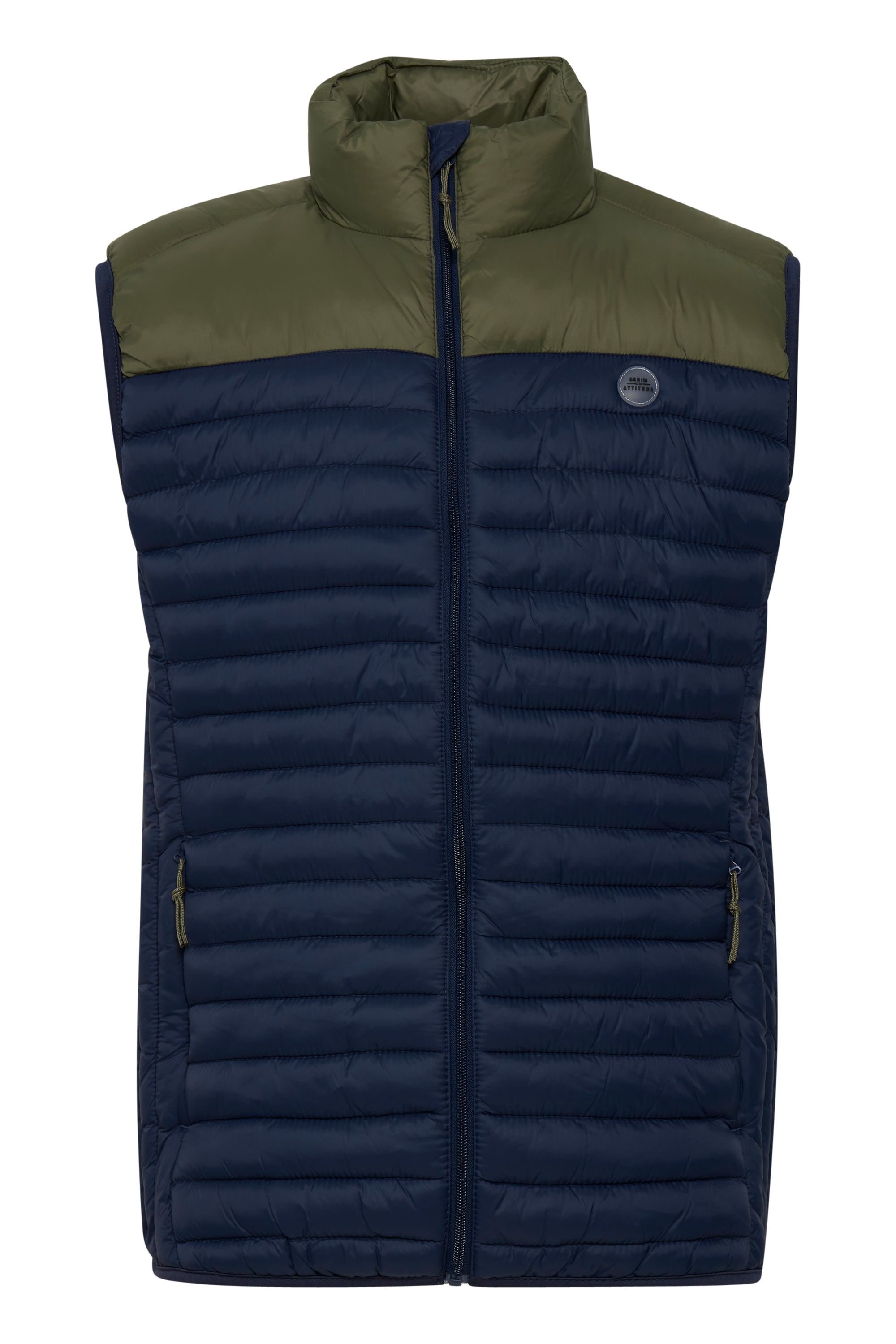 Steppweste BLEND "BHKaliko", Herren, Gr. M, marineblaus, 100% Nylon, unifarben, regular fit normal, Westen Steppweste, Colorblock-Steppweste