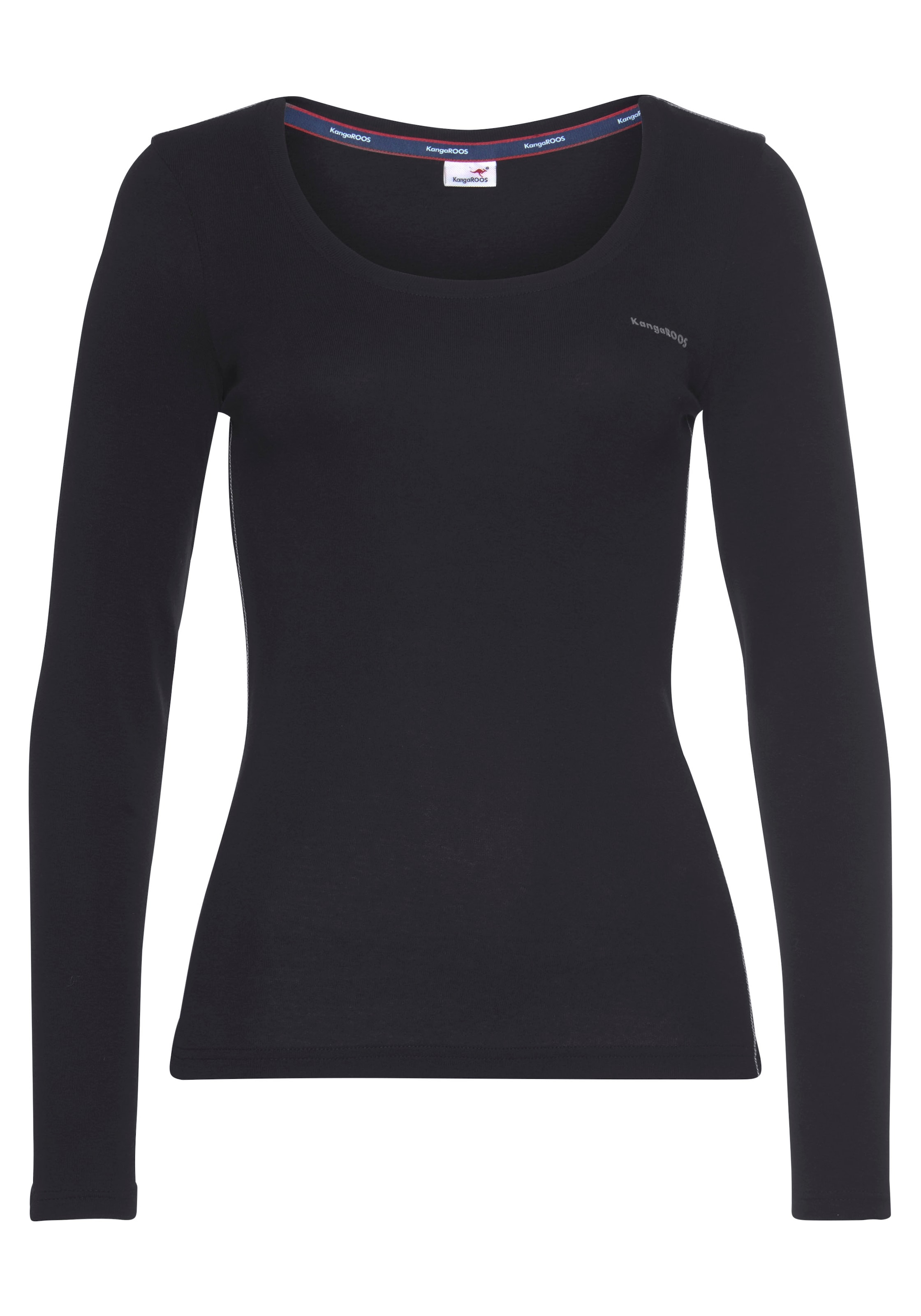 KangaROOS Langarmshirt, (Packung, 2 tlg., 2er-Pack), Langarm, unifarben oder meliert, Rundhalsausschnitt