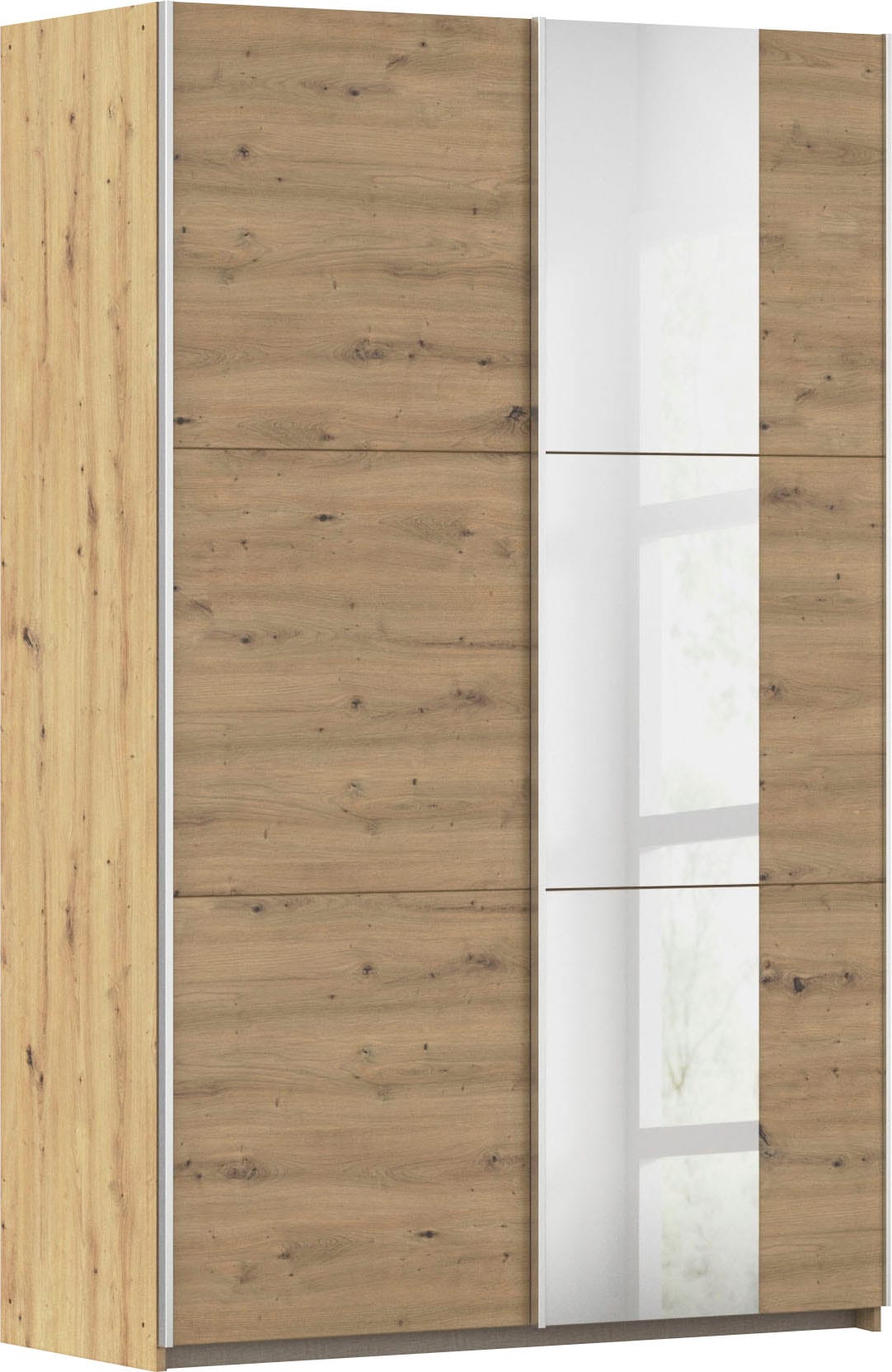 rauch Schwebetürenschrank "Kleiderschrank Drehtürenschrank Schrank Garderobe KRONACH" in 3 Ausstattungen BASIC/CLASSIC/PREMIUM, Breiten 131/175/218/261 cm, optional ohne, mit 1 oder 2 Spiegel, viel Stauraum MADE IN GERMANY