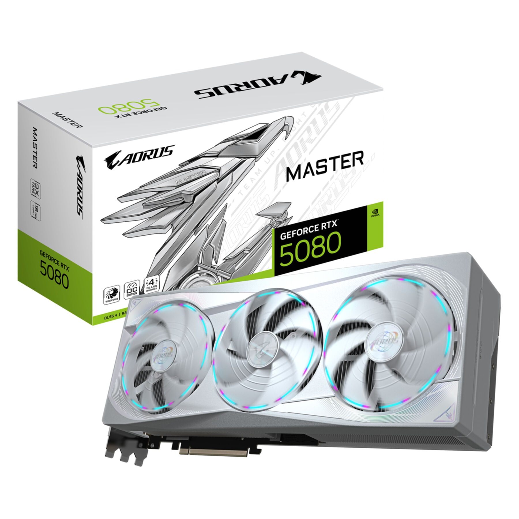 GIGABYTE Grafikkarte "AORUS GeForce RTX 5080 MASTER ICE 16G Grafikkarte - 16GB GDDR7, 256 Bi", silber (ohne farbbezeichnung), Grafikkarten - Einheitsg