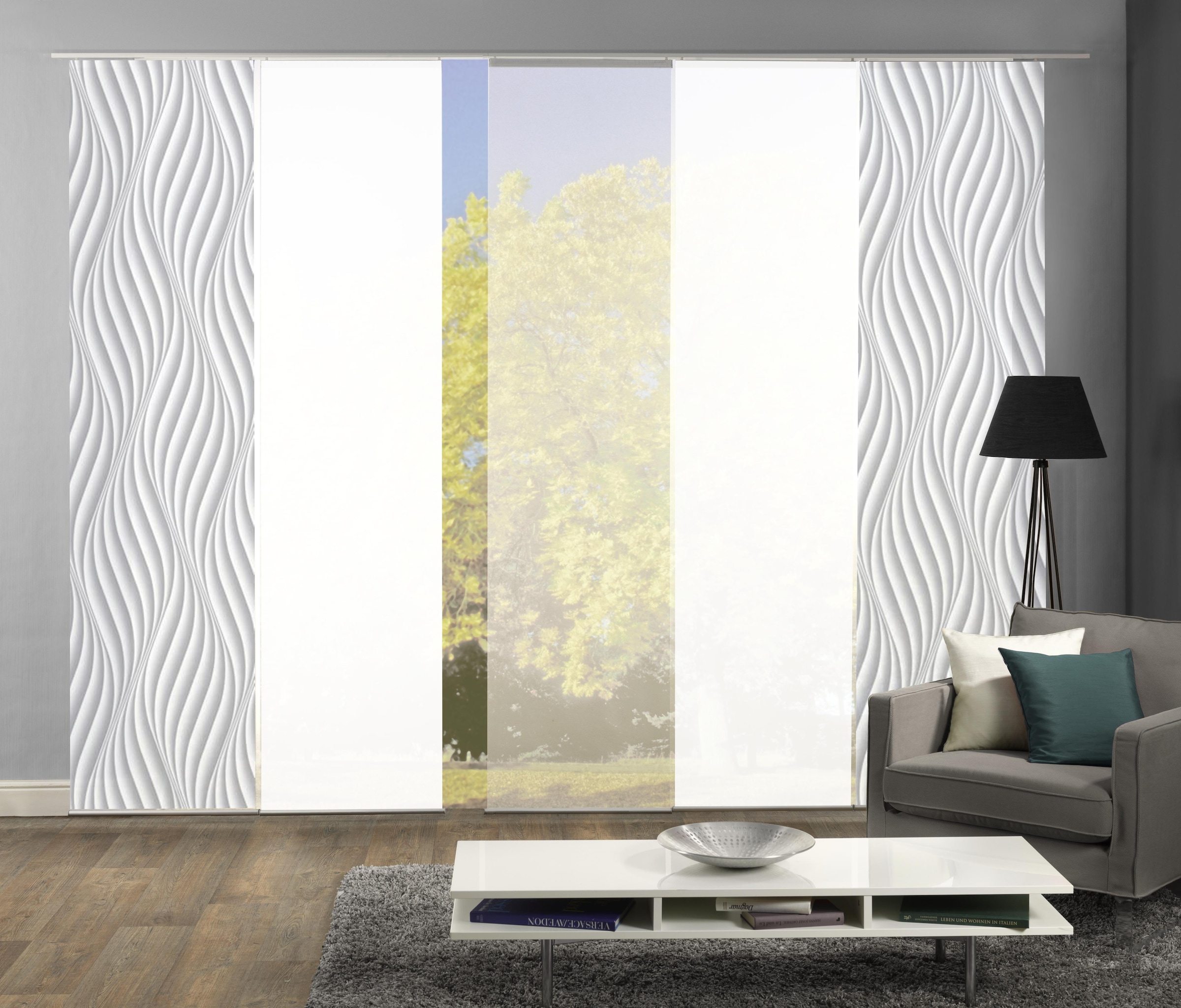 HOME WOHNIDEEN Schiebegardine "WAVES" Klettband 5 Stk. tlg. HxB: 245x60, in günstig online kaufen