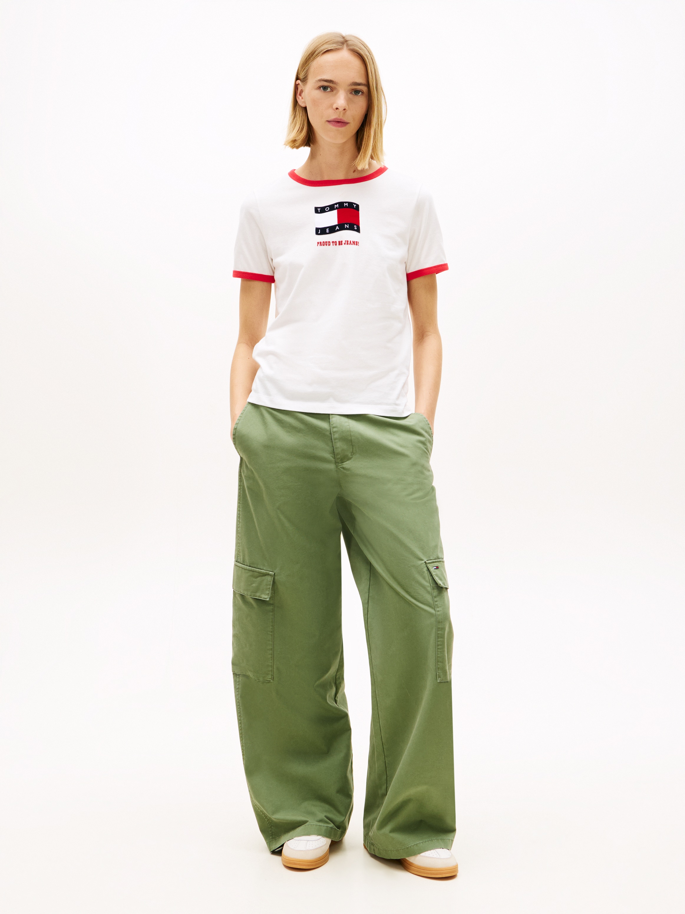 Tommy Jeans Cargohose »TJW LR WIDE STRAIGHT CARGO PANT«  im Baumwoll-Mix, Low Rise