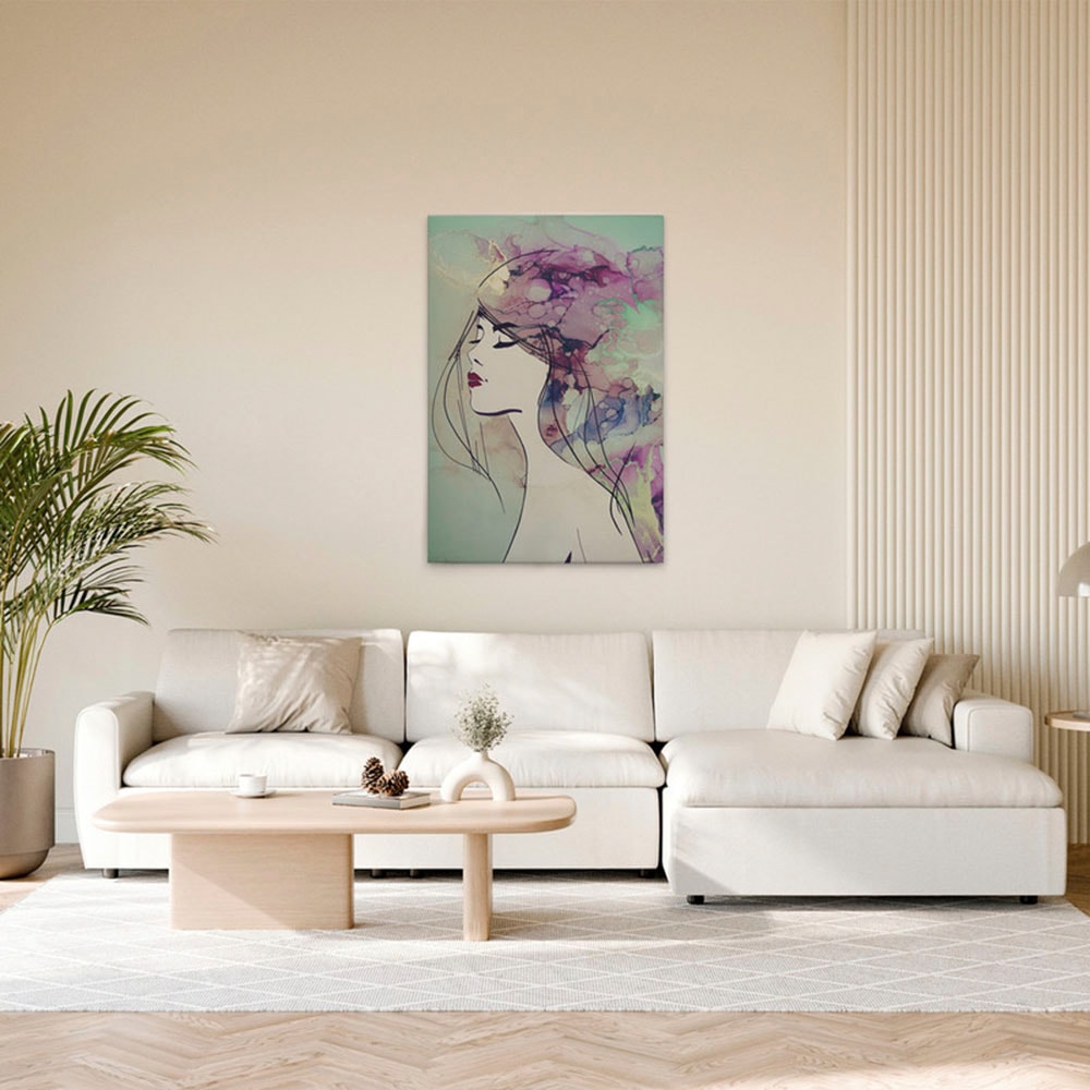 A.S. Création Leinwandbild "Lady 3 - Wandbild Bunt Grün Violett Keilrahmen günstig online kaufen