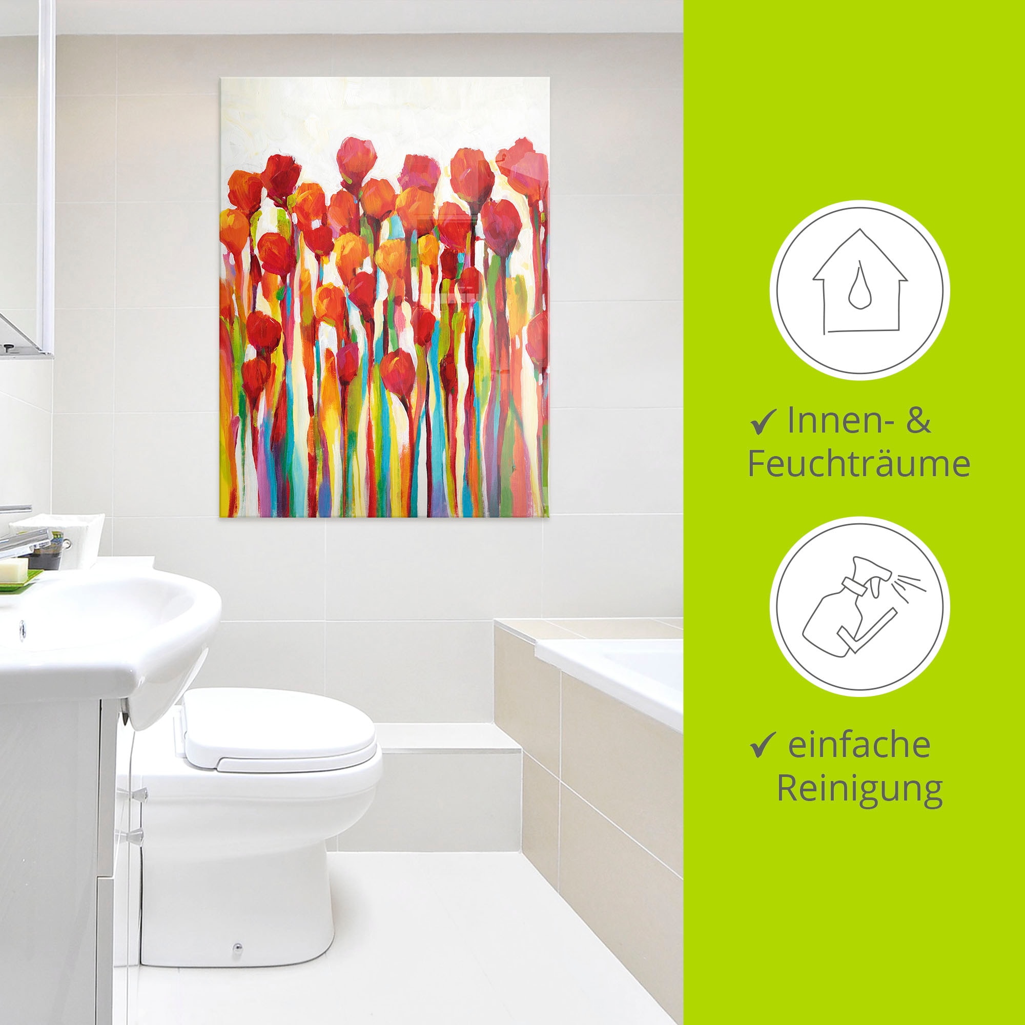 Artland Glasbild »Strotzen mit Farben I«, Blumenwiese, (1 St.), in verschiedenen Größen