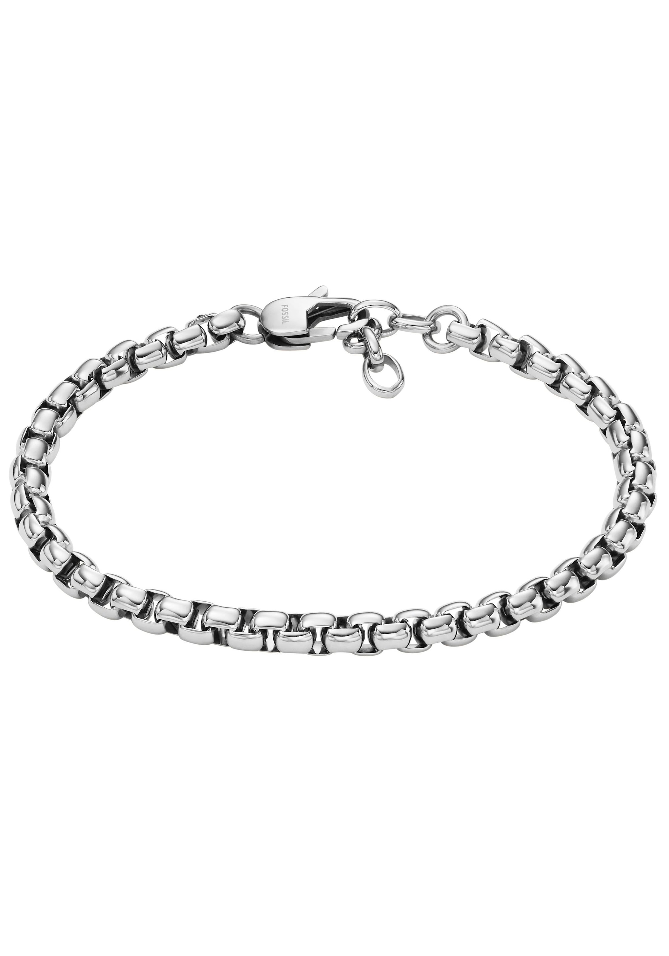 Armband FOSSIL "Schmuck Geschenk Edelstahl Armschmuck ALL STACKED UP", silber (edelstahlfarben), Armbänder, Damen, 22cm, Edelstahl, Armband 2