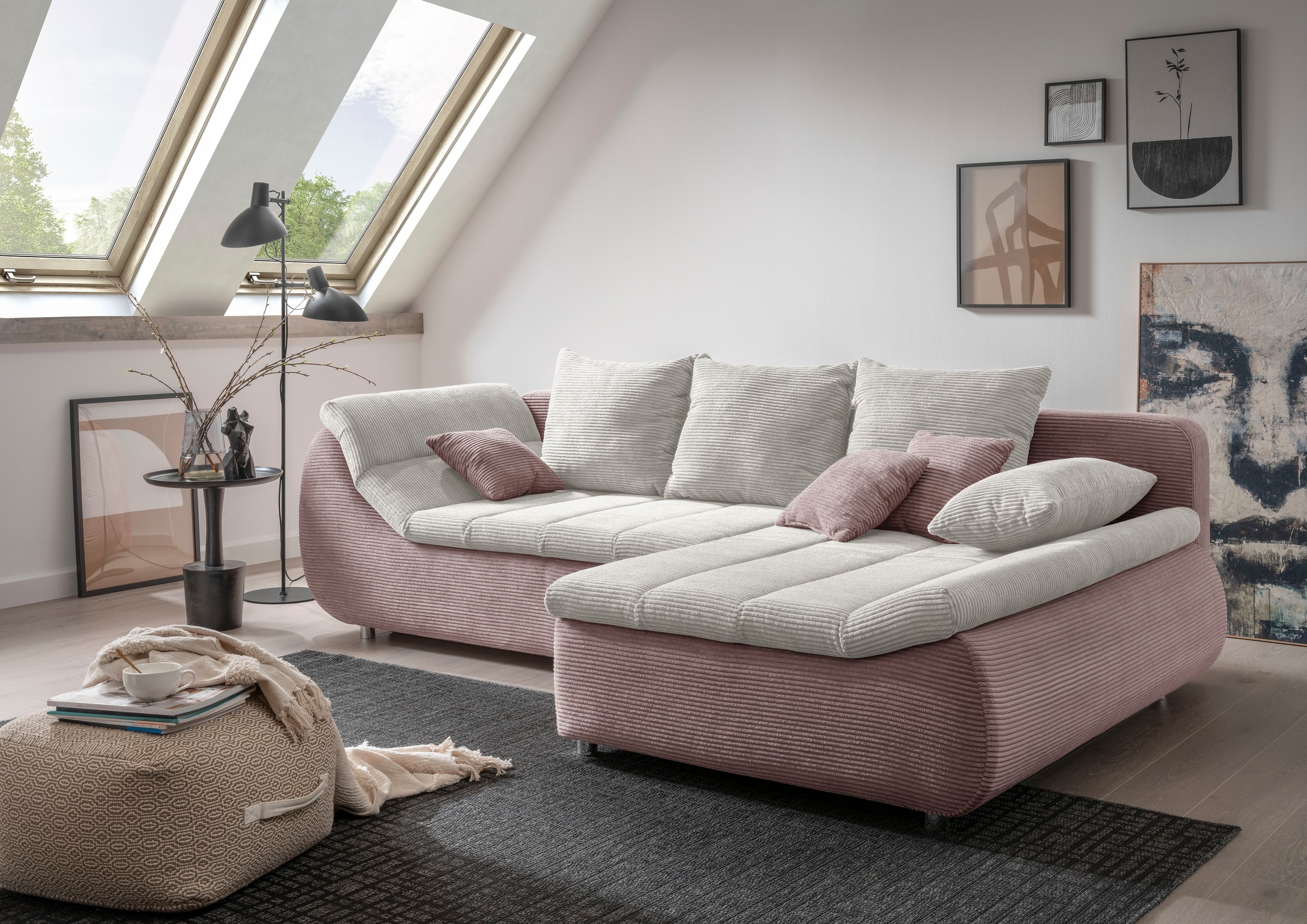 INOSIGN Ecksofa "Imola elegant und bequem, aktuelle Steppung im Sitz, L-For günstig online kaufen