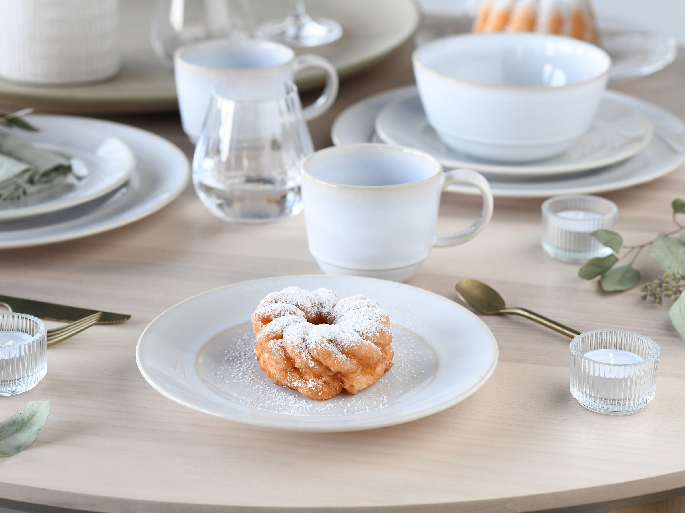 CreaTable Kombiservice »Geschirr-Set Antique«, (Set, 16 tlg., Kaffeeservice und Tafelservice im Set, für 4 Personen), Service, weiß, Trendfarbe Offwhite, 16 Teile, für 4 Personen