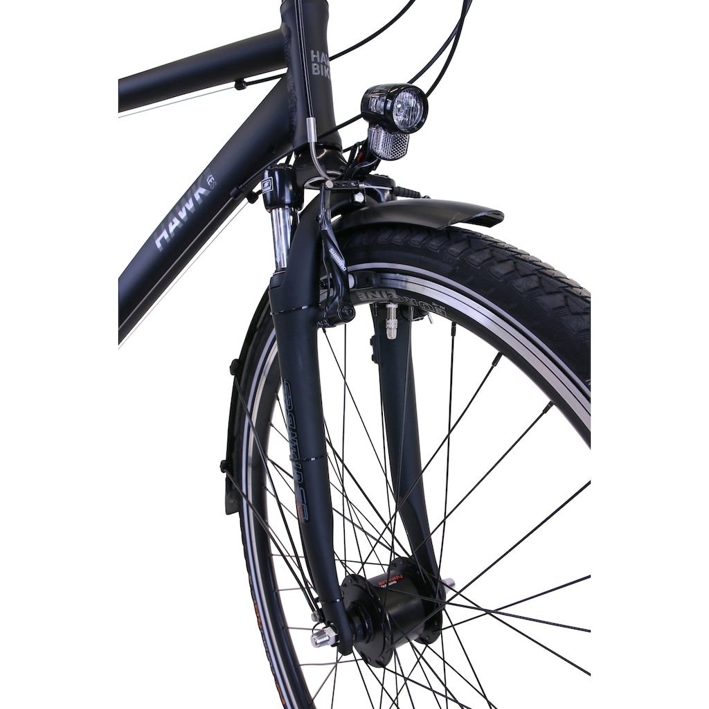 HAWK Bikes Trekkingrad »HAWK Trekking Gent Premium Plus Black«, 24 Gang, microSHIFT