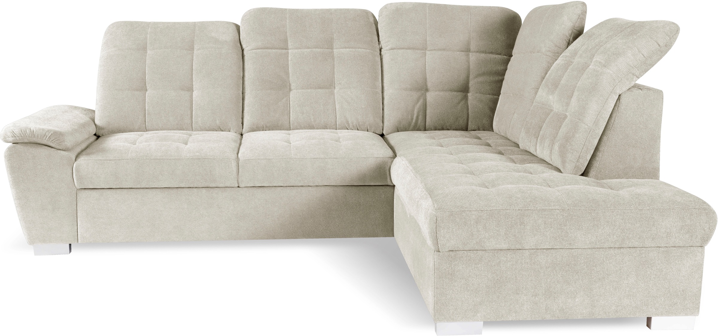 WERK2 Ecksofa »Brindisi, bequem und komfortabel, L-Form«, mit verstellbaren Kopfteilen, Bettfunktion & Bettkasten