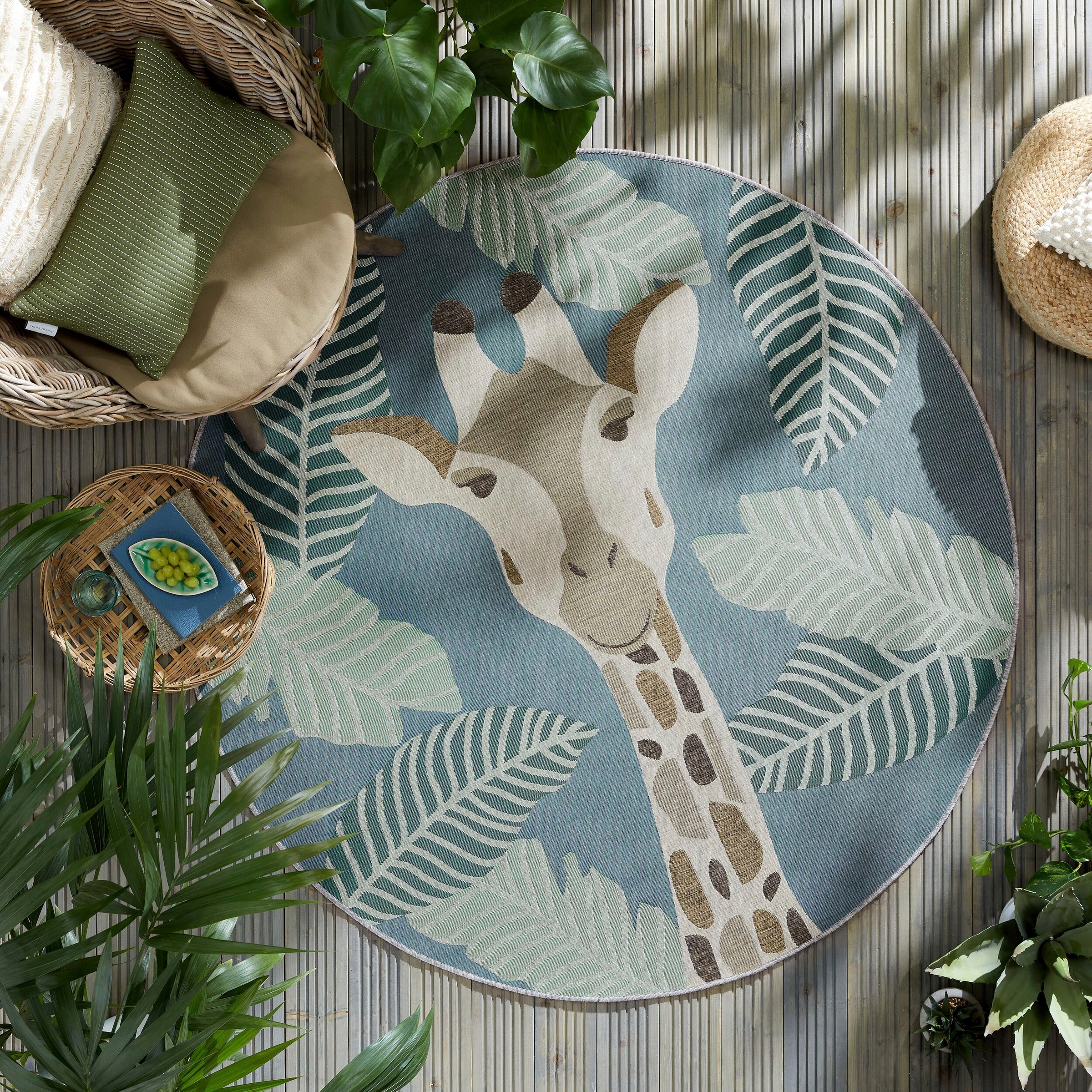FLAIR RUGS Teppich "Eric Giraffe" rund 2 mm Höhe Outdoor geeignet günstig online kaufen