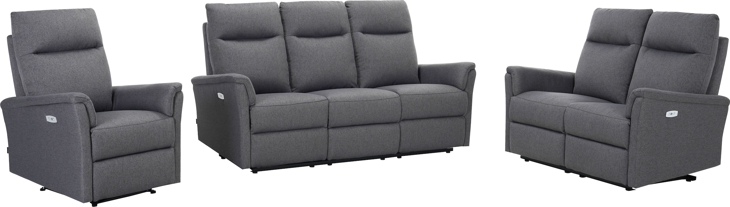 Home affaire Polstergarnitur »FINNARA, 3+2+1, elelektrische Relaxfunktion, USB A/C« Liegefunktion 105°-135°, Federkern,