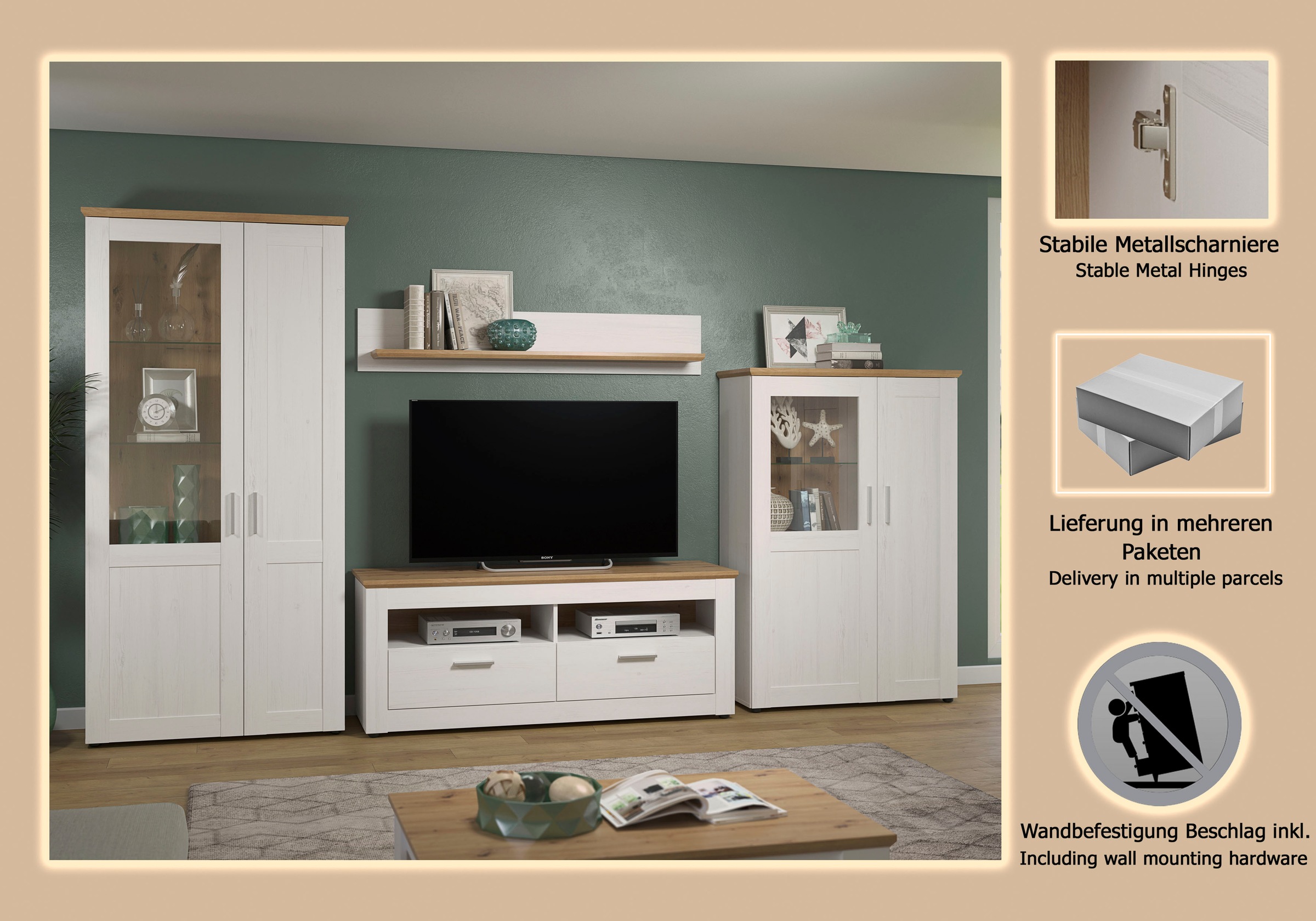 Thumbnail - Home affaire Wohnwand "Nybro" Set, 4 Stk. tlg.