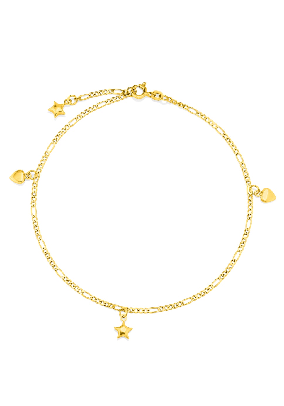 Firetti Fußkette mit Anhänger »Schmuck Geschenk Gold 585, Figarokette,  Sterne & Herz \