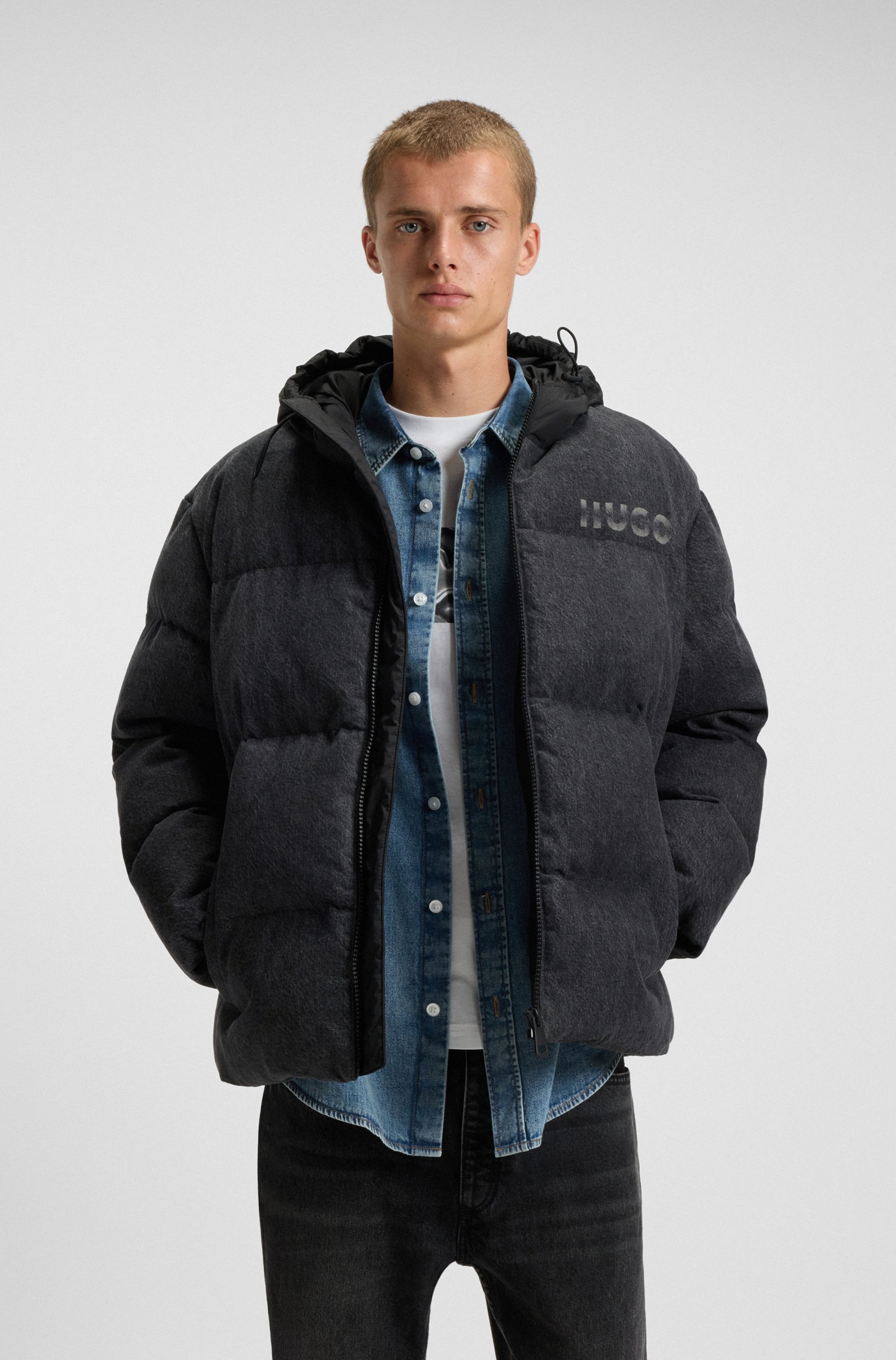 HUGO Blue Jeansjacke "Bowan" mit Kapuze kontrastfarbige Kapuze, lockere Pas günstig online kaufen