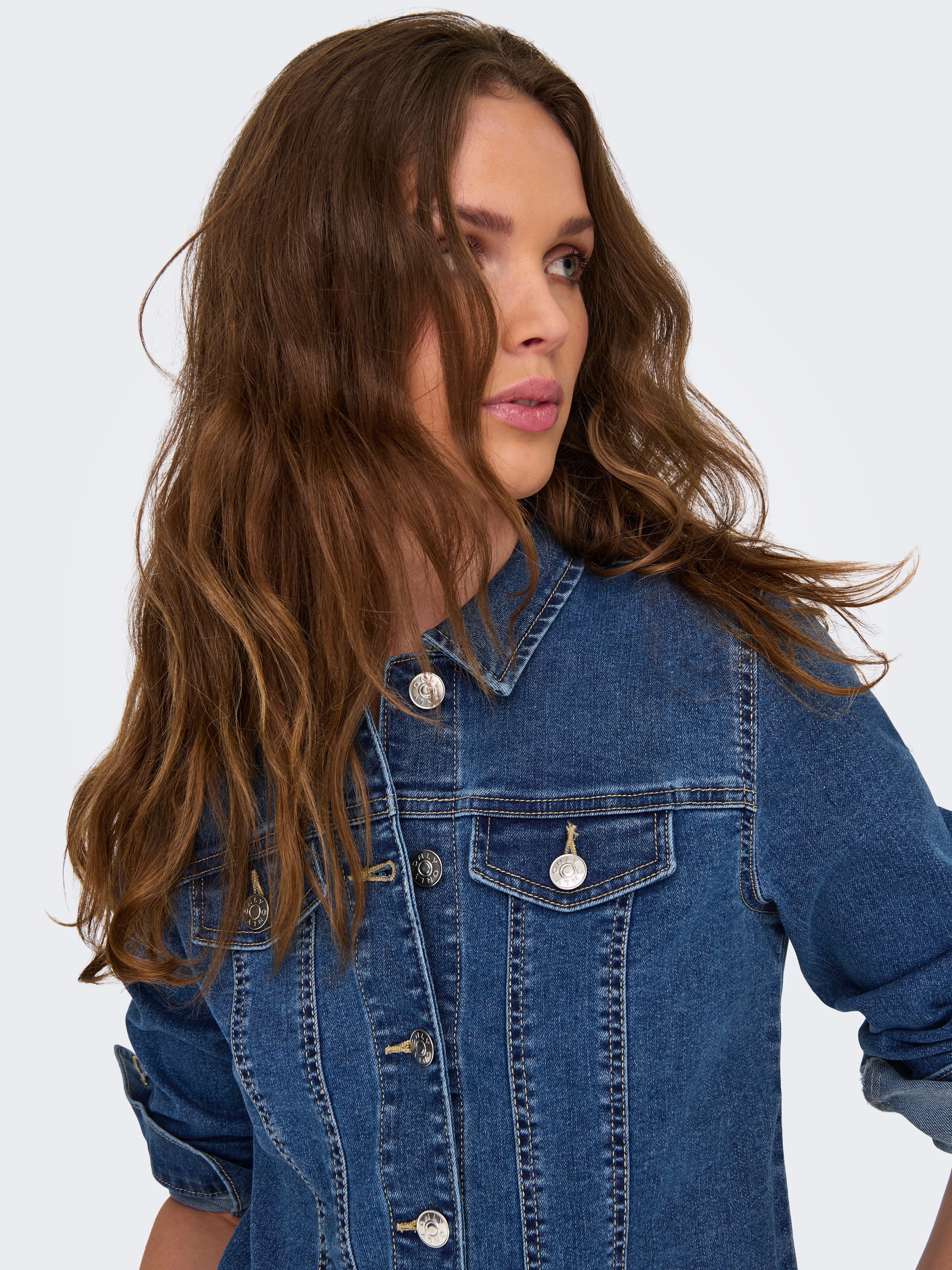 Thumbnail - ONLY Jeansjacke "ONLWONDER – Jeansjacke in kurzer Form mit Stretch" figurbetont, casual, Denim, Baumwollmischung, Brustt...