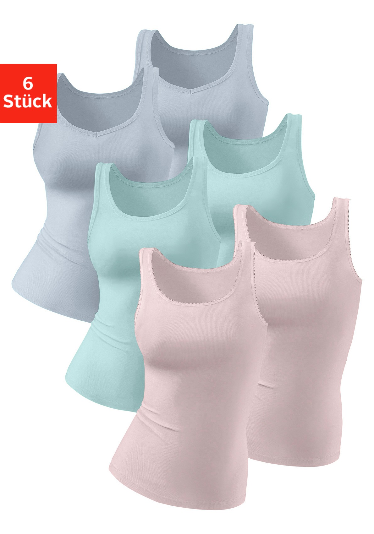 petite fleur Achselhemd, (6er-Pack), aus reiner Baumwolle, Tanktop, Unterziehshirt