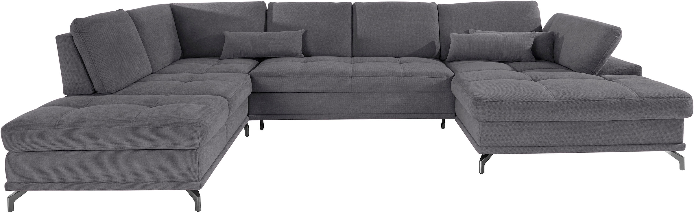 Places of Style Wohnlandschaft »Costello U-Form, mit Sitztiefenverstellung, Armteilverstellung und«, 3 Nierenkissen, optional Bettfunktion und Bettkasten