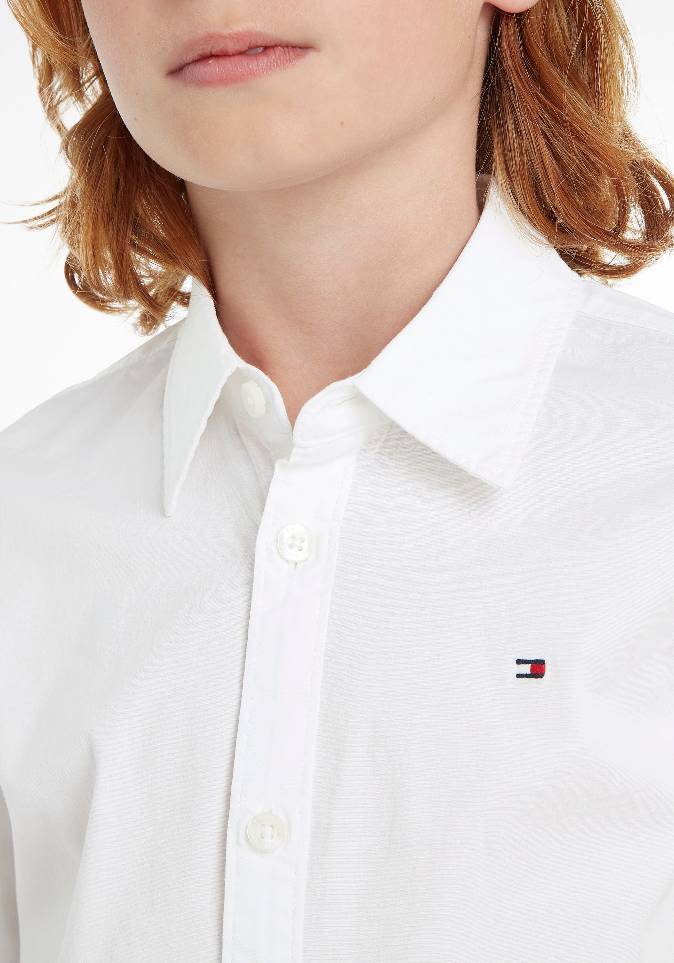 Tommy Hilfiger Langarmhemd »SOLID STRETCH POPLIN SHIRT L/S«, für Jungen ▷  für | BAUR