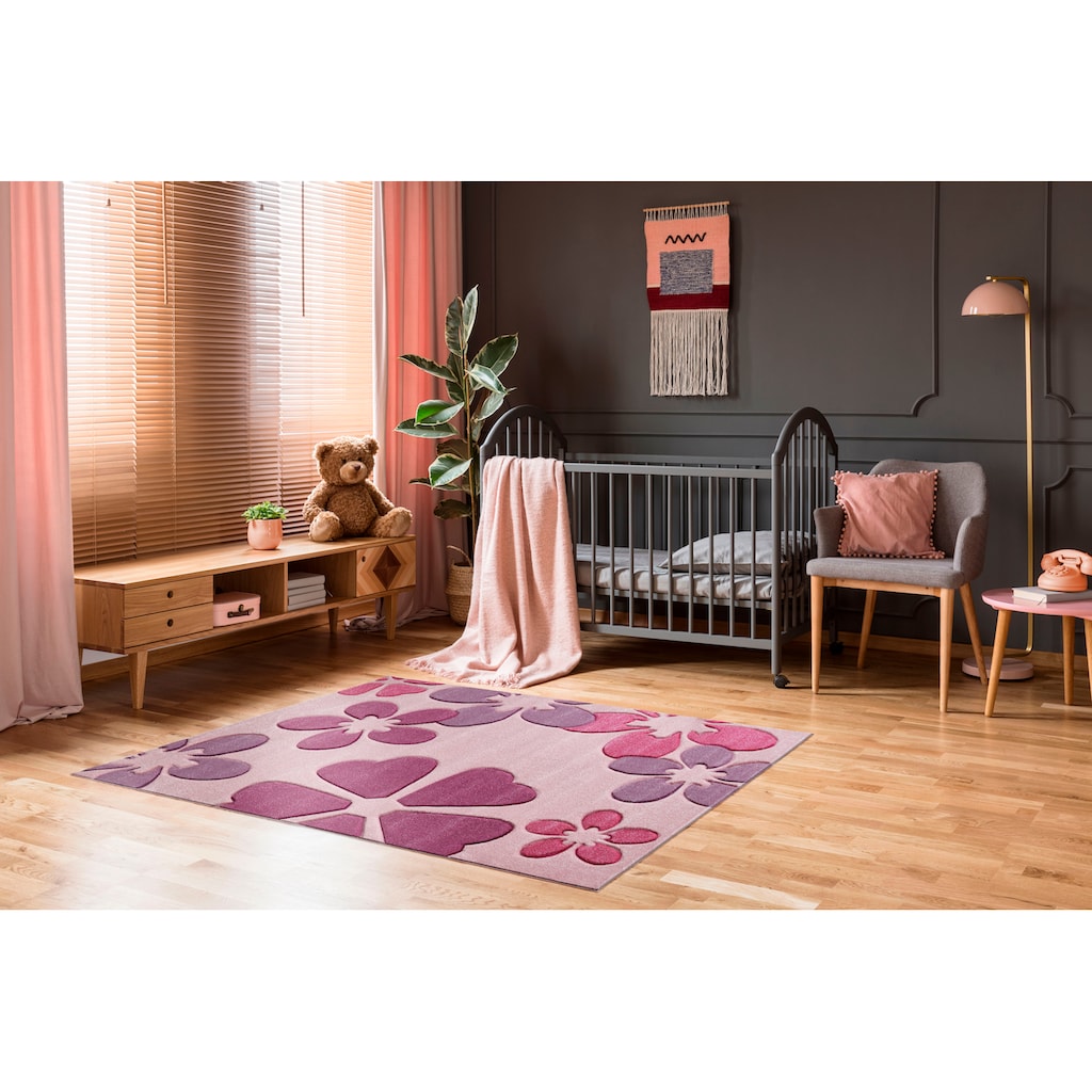 LUXOR living Kinderteppich »Flair«, rechteckig, Kurzflor, Blumen Design, Kinderzimmer