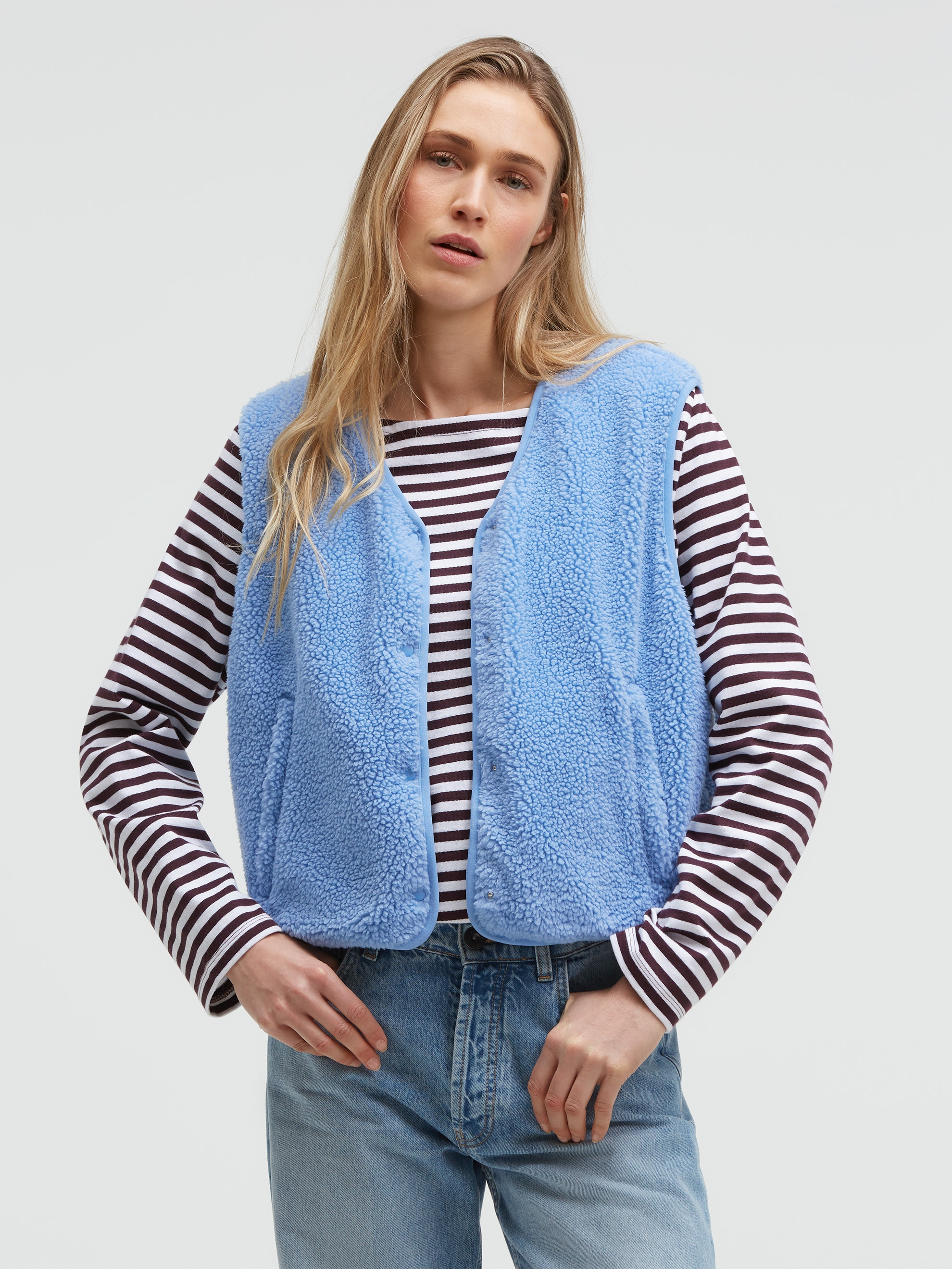 SENSES.THE LABEL Fleeceweste mit Druckknopfleiste