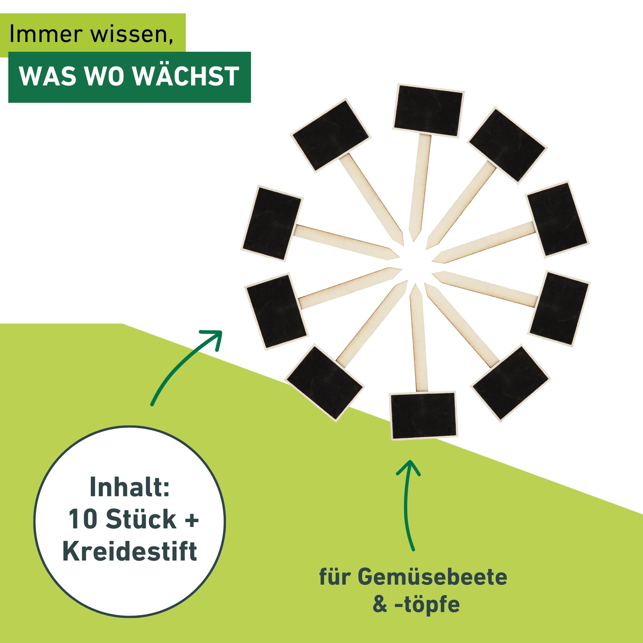 Windhager Gartenstecker »inklusive Kreidetafel, Pflanzenschilder 10 Stk.« Stecketiketten für Gemüse oder Kräutergarten, 7,5 x 17,5 cm, Holz
