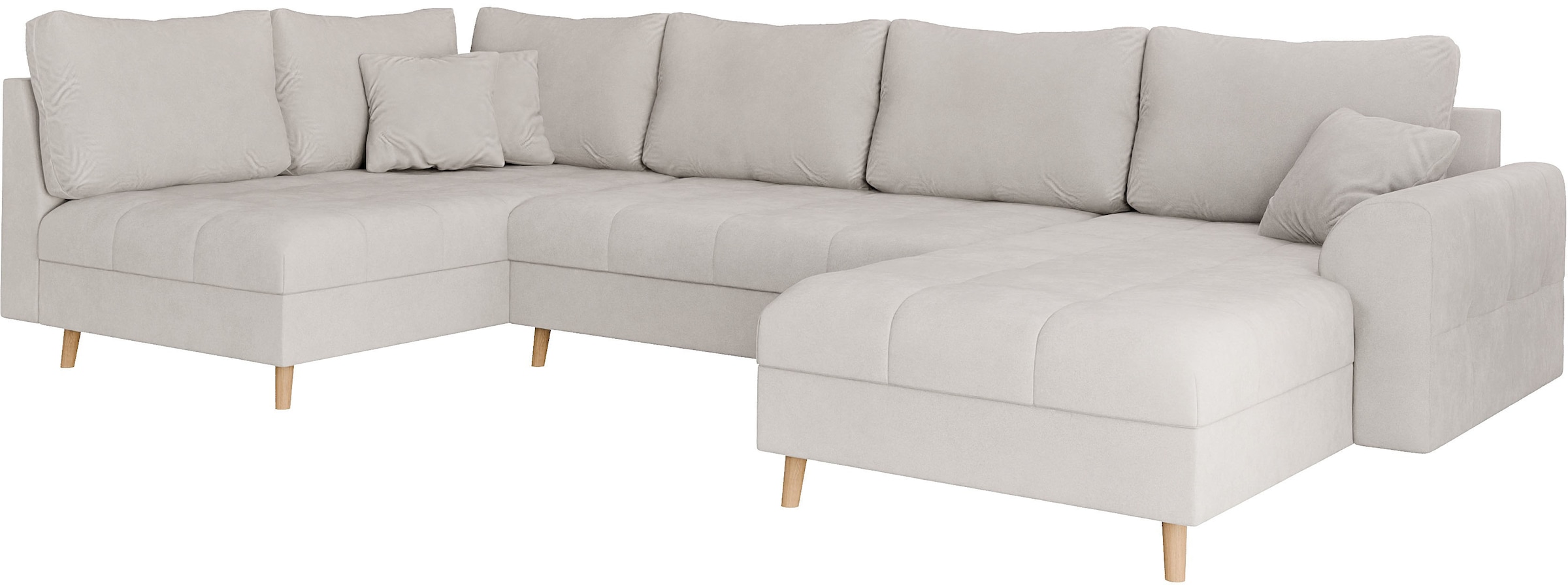 Home affaire Wohnlandschaft »CHARRE U-Form mit Ottomane, Maße B/T/H: 310/161/81 cm« feine Steppung, lose Rücken- und Zierkissen, auch in Cord und Bouclé