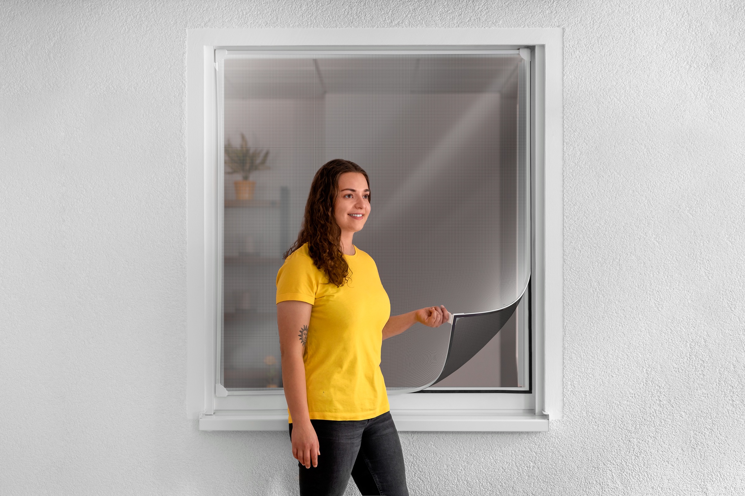 SCHELLENBERG Insektenschutz-Fensterrahmen »Magnetrahmen mit reflektierendem Gewebe für Fenster«, Insektenschutz Reflection, ohne bohren, kürzbar, 100 x 120 cm, weiß