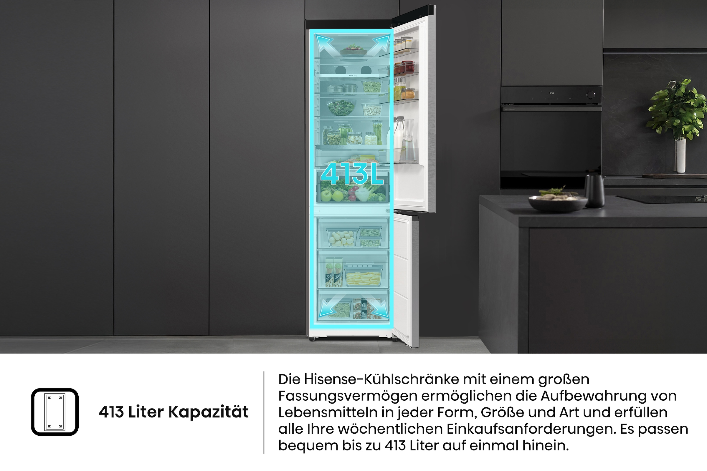Hisense Kühl-/Gefrierkombination »RB5P410SACC«, BigVolume - 413 Liter Volumen