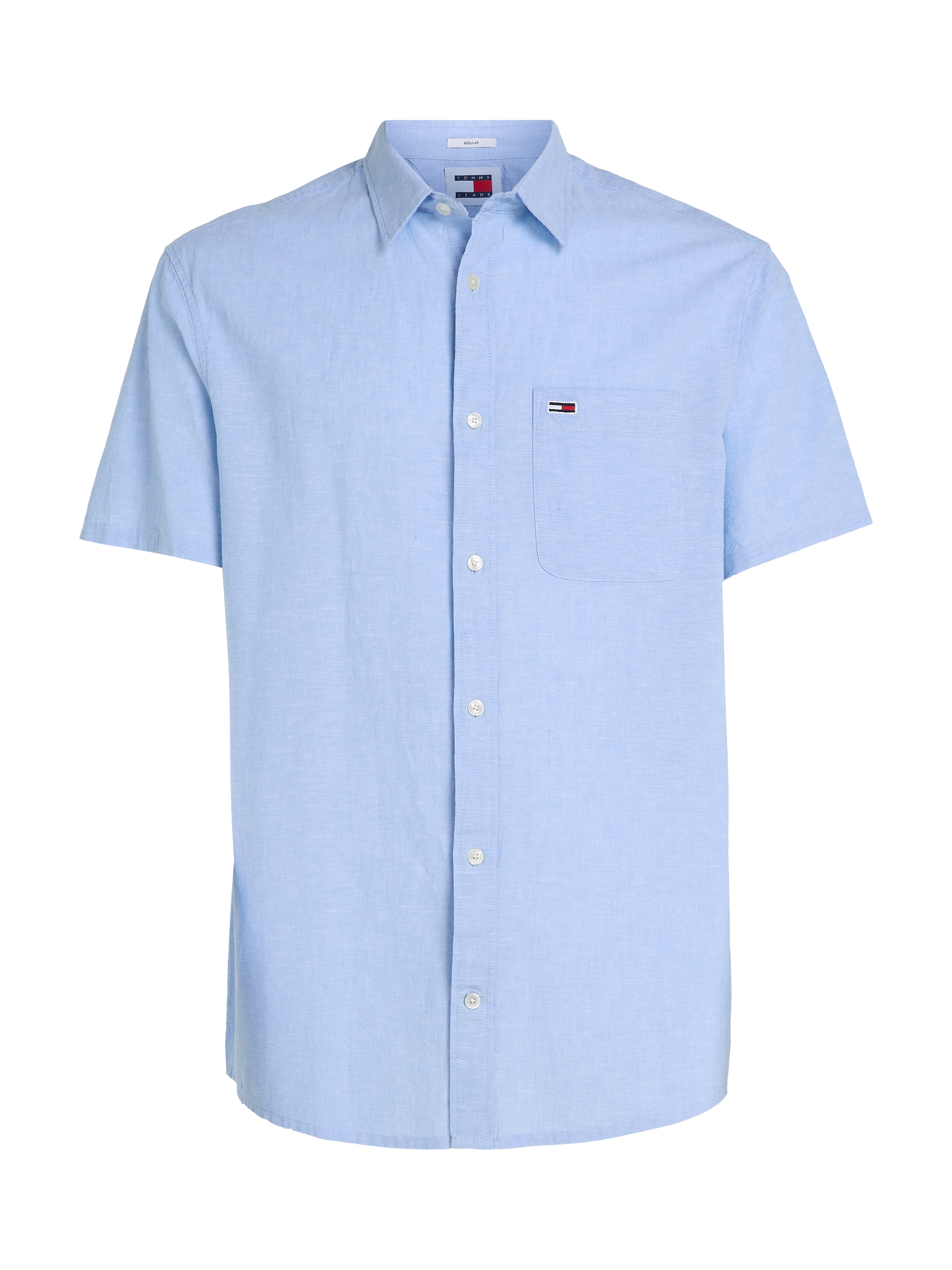 Tommy Jeans Kurzarmhemd »TJM REG LINEN BLEND SS SHIRT«, mit Logostickerei