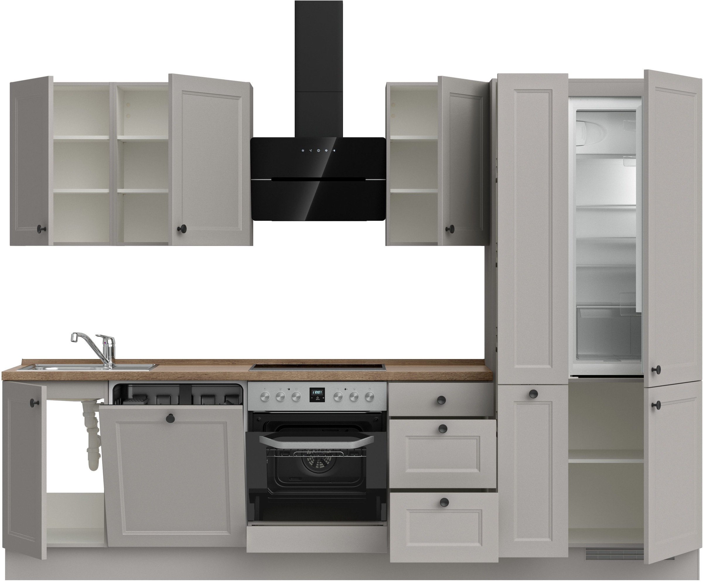 nobilia® Küchenzeile »"Cascada II"«, vormontiert, Breite 300 cm, Ausrichtung wählbar, wahlw. mit E-Geräten