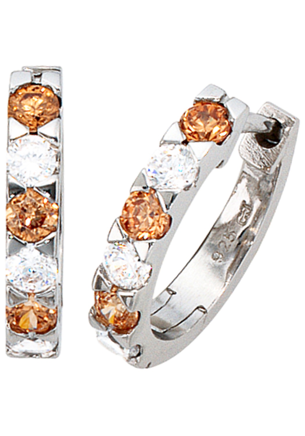 JOBO Paar Creolen 925 Silber mit Zirkonia