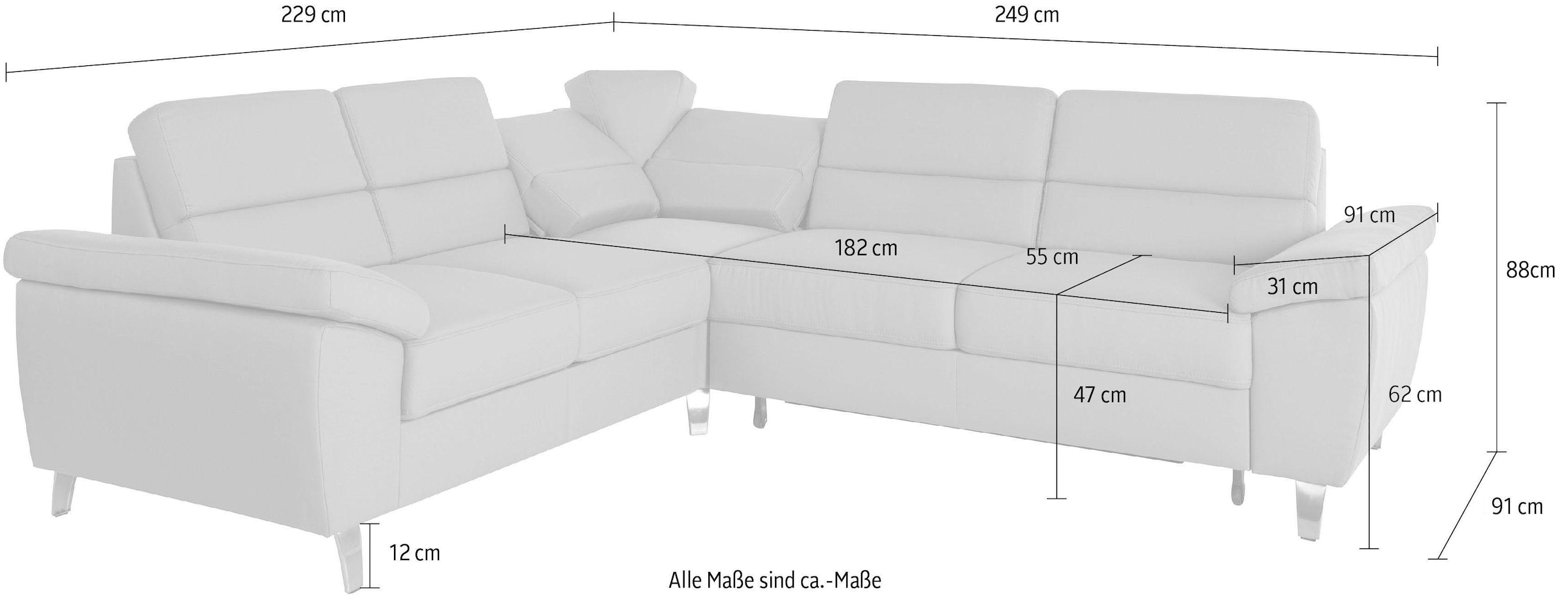 sit&more Ecksofa »Sorano L-Form«, wahlweise mit Bett- und Relaxfunktion, inkl. Bettkasten