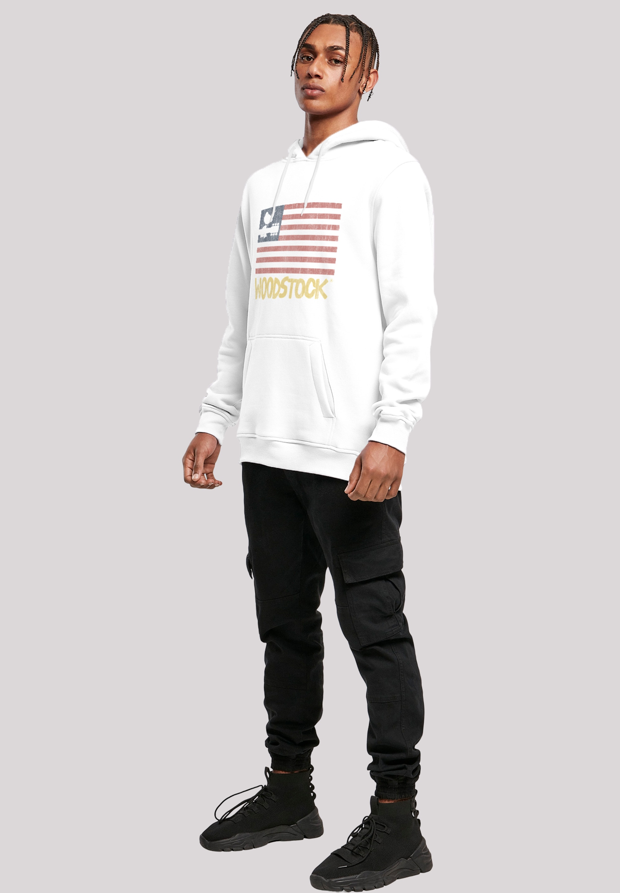 F4NT4STIC Sweatshirt »Woodstock USA Flag«, Herren,Premium Merch,Slim-Fit,Kapuzenpullover,Bandshirt