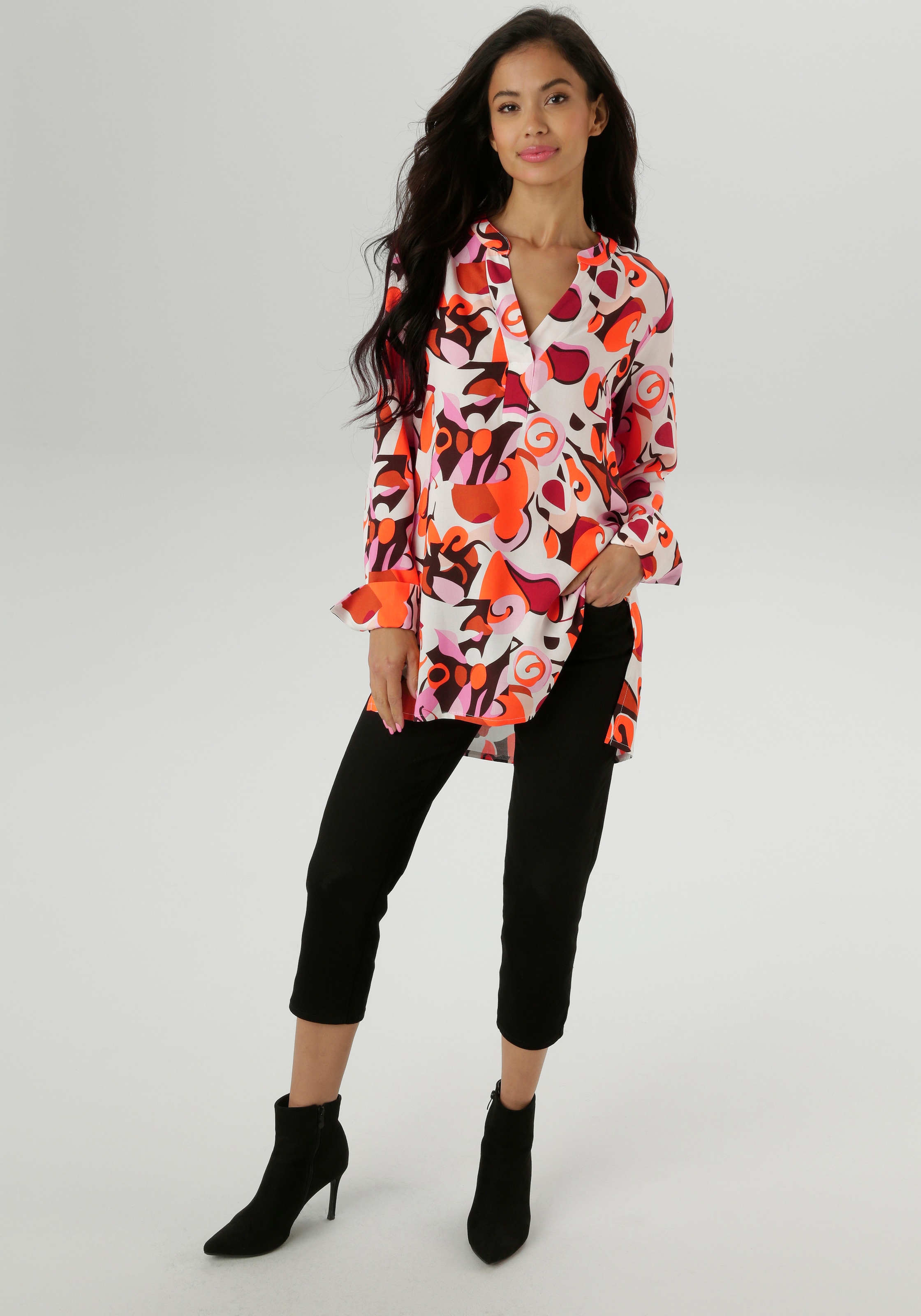 Aniston SELECTED Longbluse, mit malerischen und fantasievollem Druck - NEUE KOLLEKTION