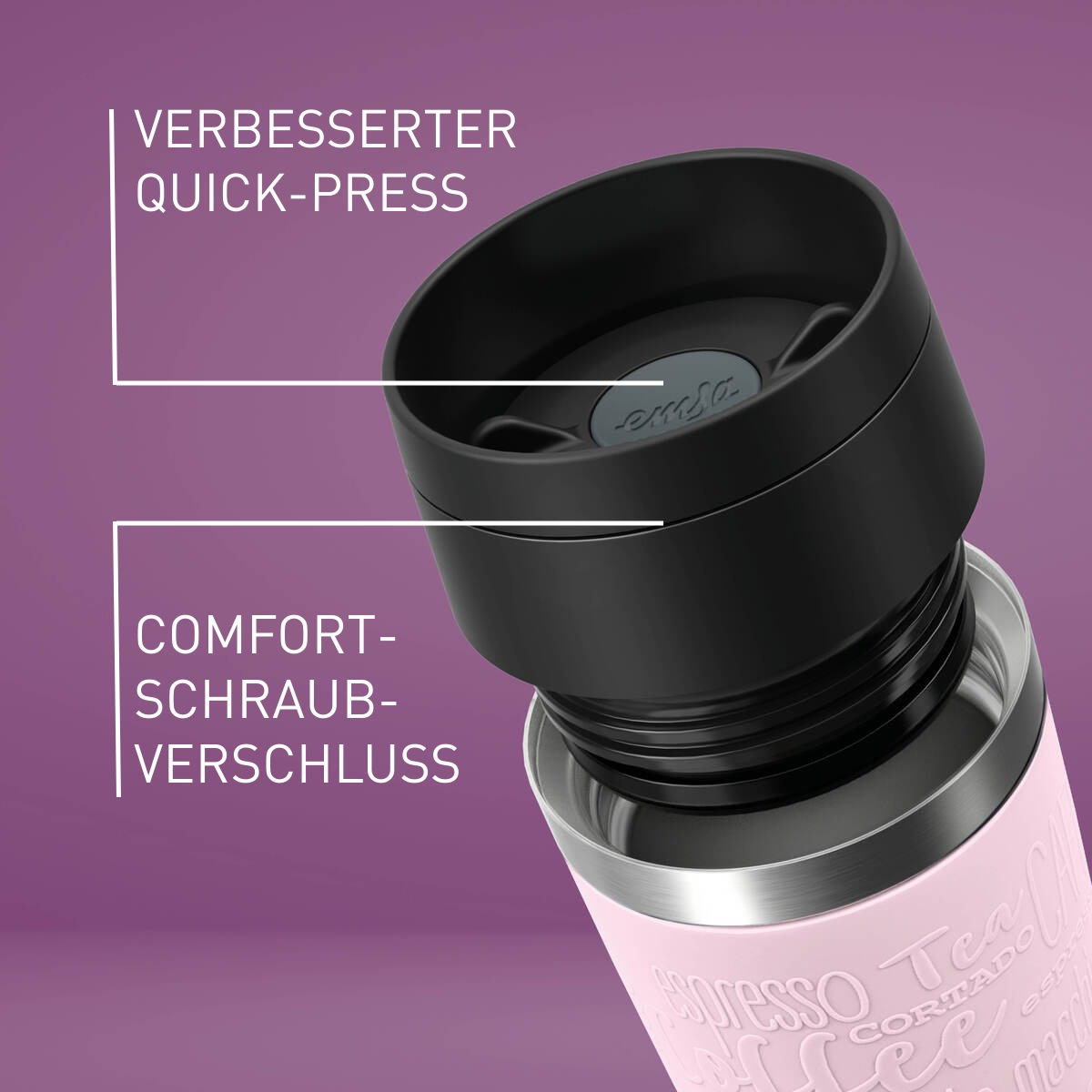 EMSA Travel Mug Classic 36 ml Pink, Edelstahl