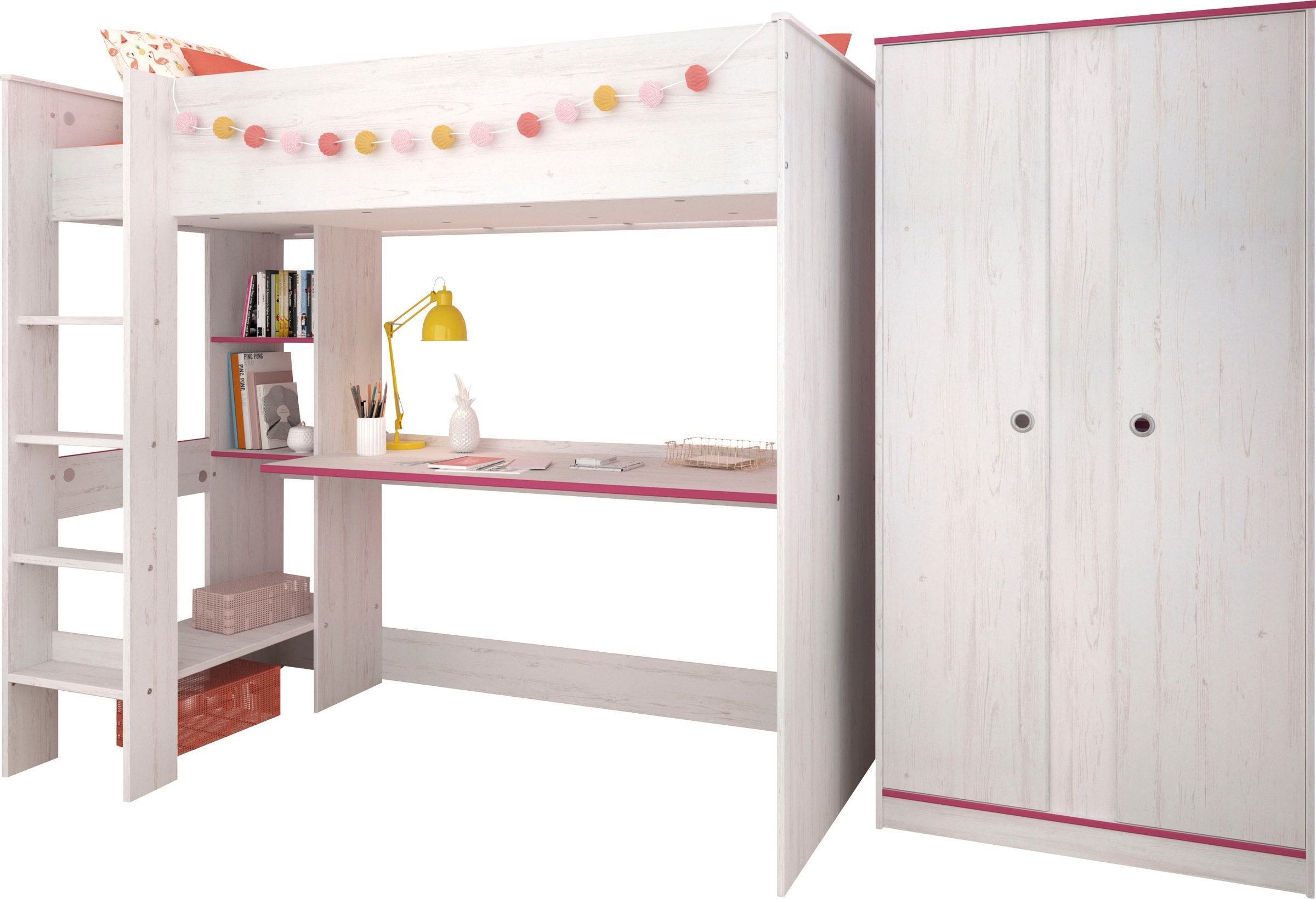 Parisot Jugendzimmer-Set "Smoozy" Set, Hochbett mit integr. Schreibtisch un günstig online kaufen