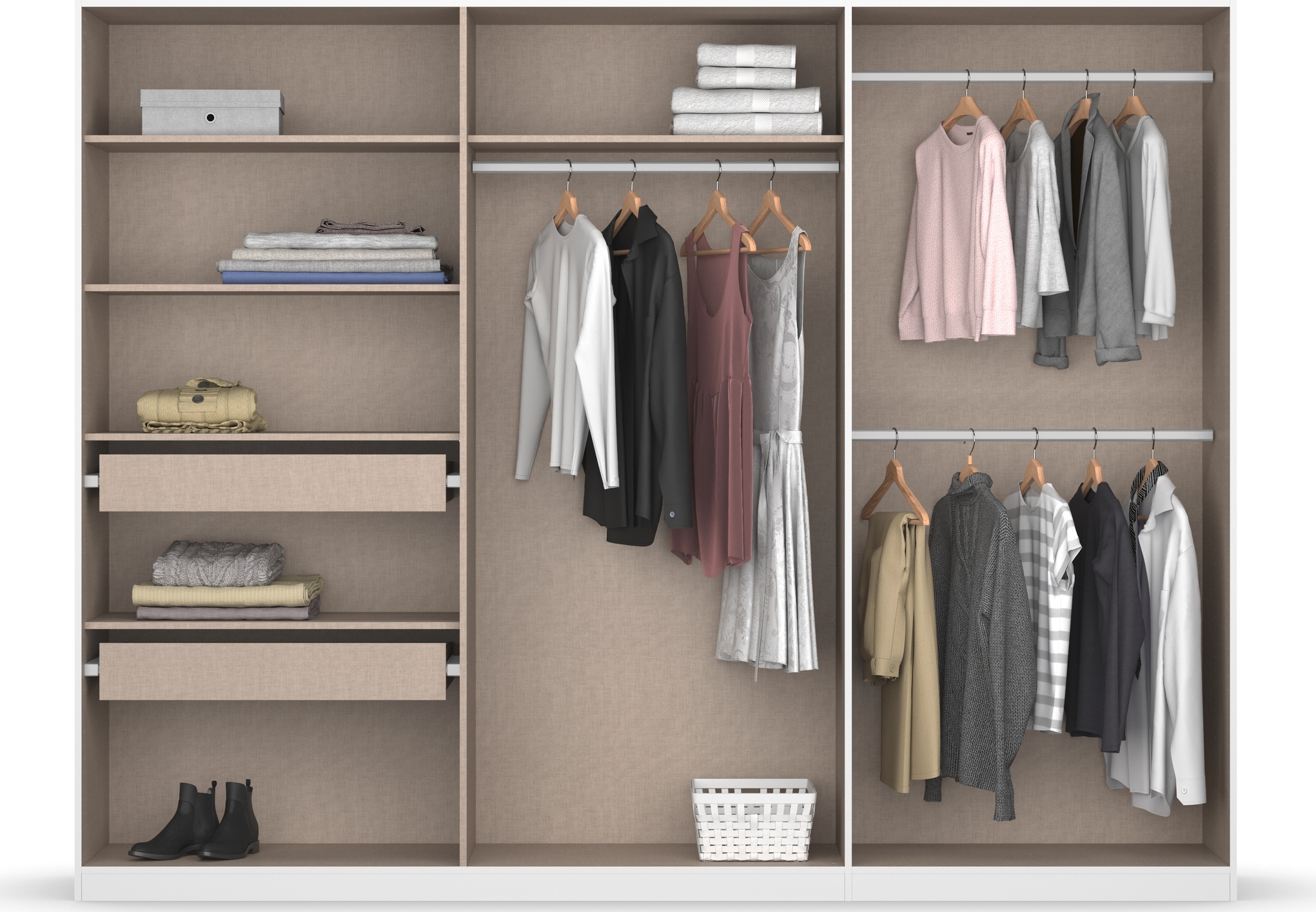 rauch Drehtürenschrank »Kleiderschrank Schrank Garderobe KOLUNA mit Dekor-Front«, inkl. 2 Innenschubladen sowie extra Einlegeböden MADE IN GERMANY